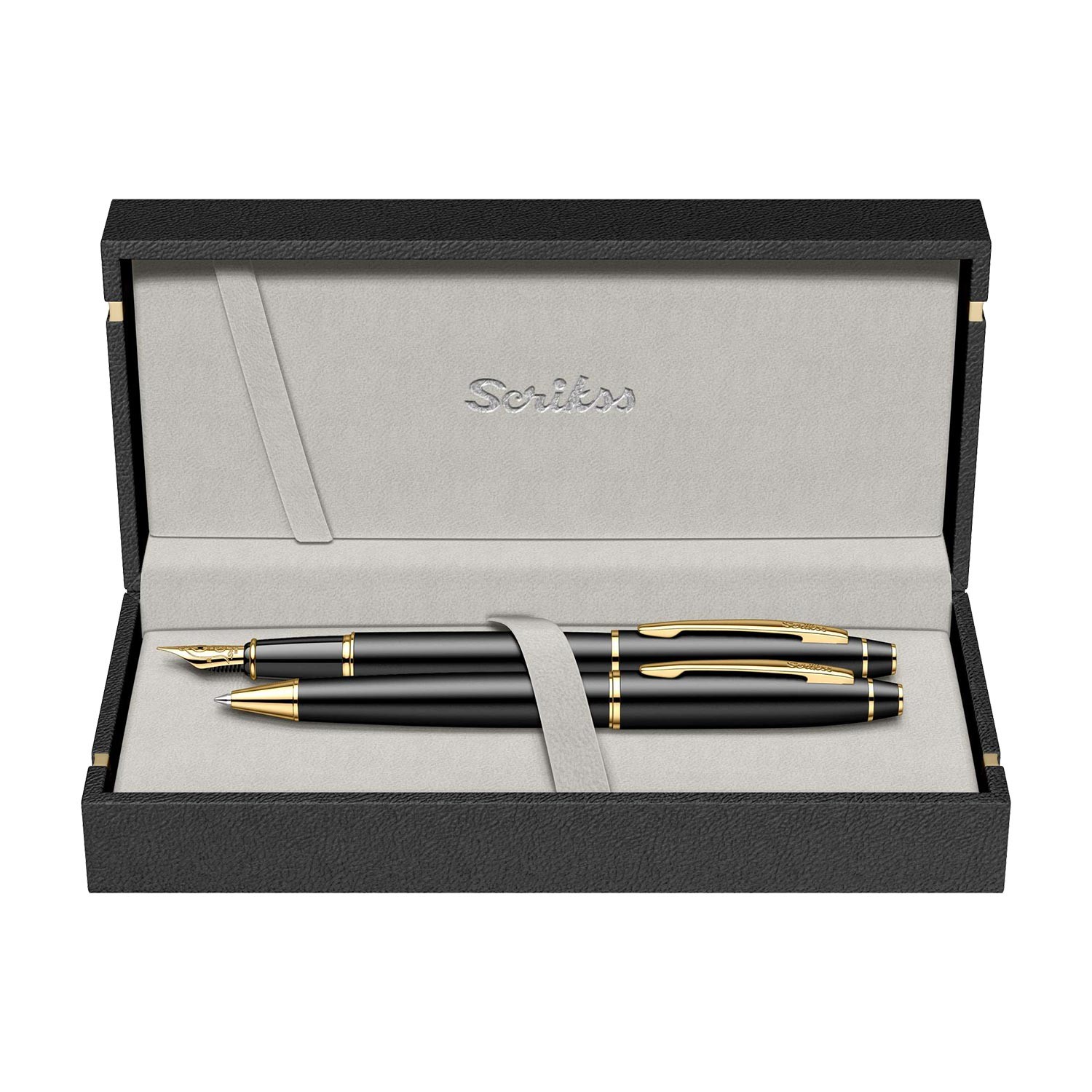 Scrikss 35 Dolma Kalem Tükenmez Kalem Set - Mat Siyah Altın