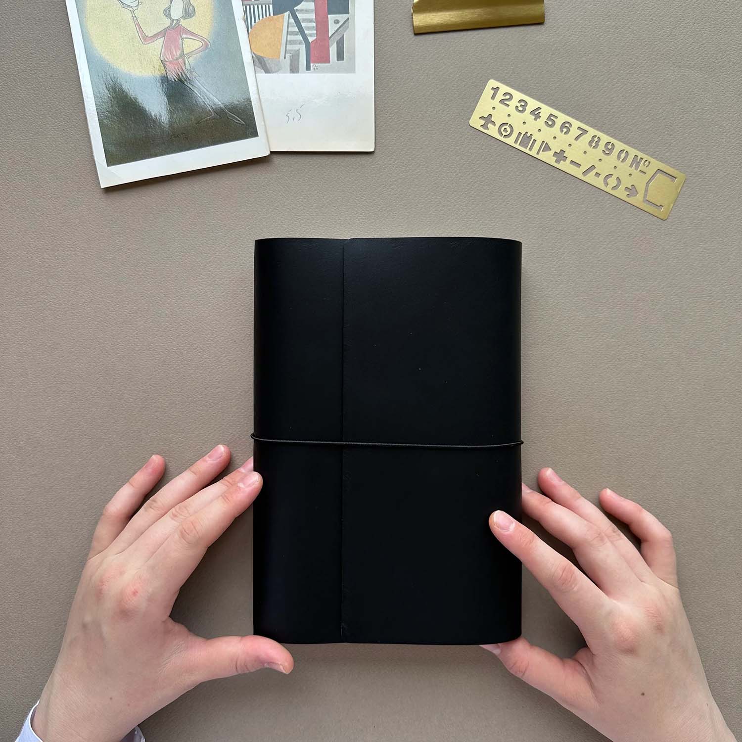 Euk Design A5 Large Size Traveler's Notebook Cover - Siyah