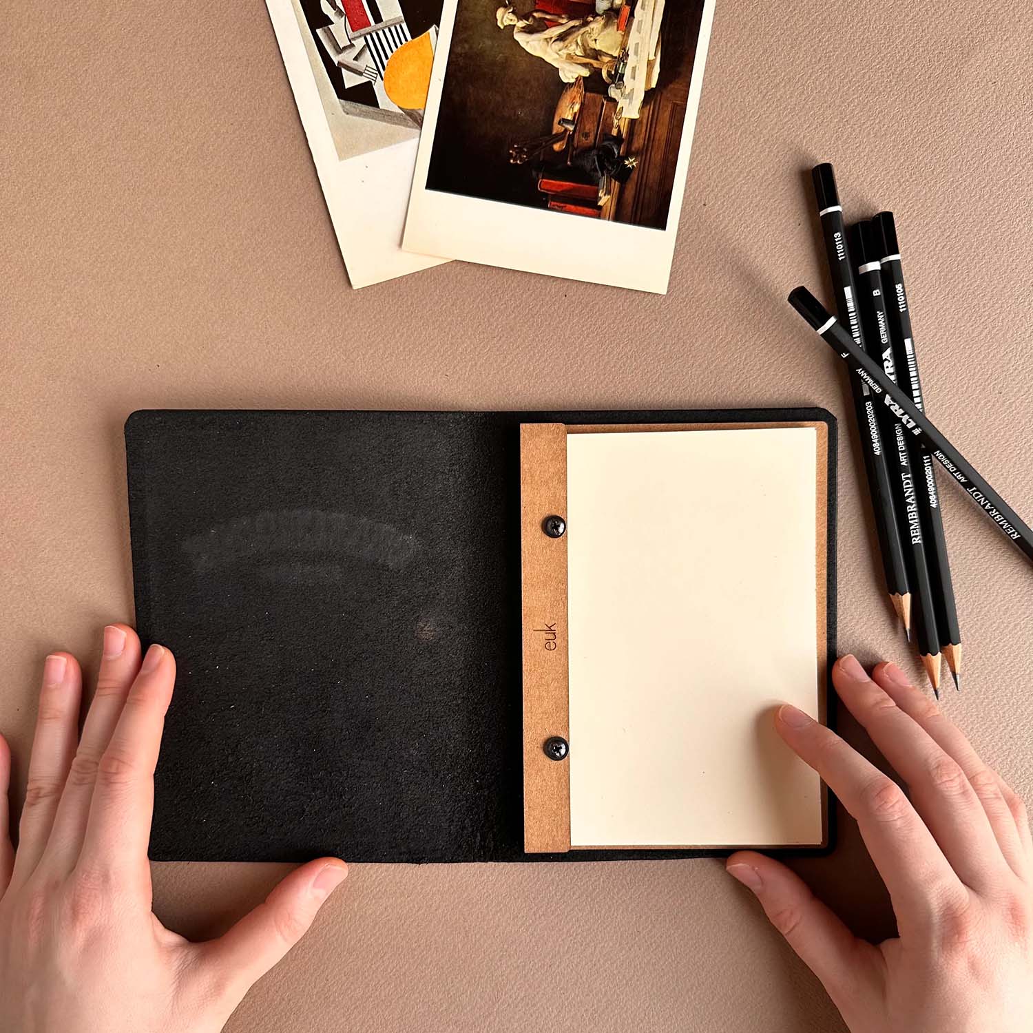 Euk Design A6 Deri Sketchbook - Siyah