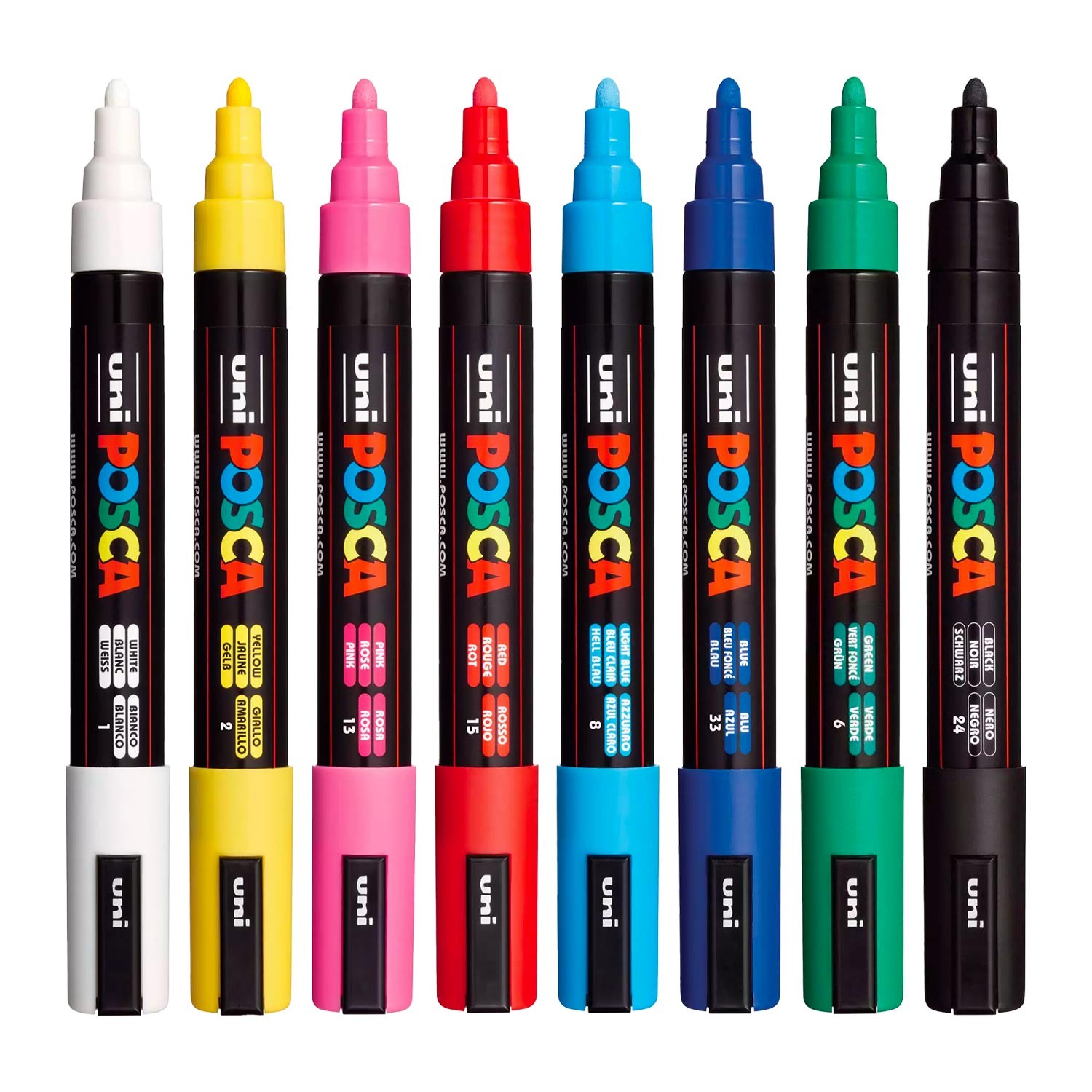 Uni Posca 5M Markör Kalem 8'li Set Ana Renkler