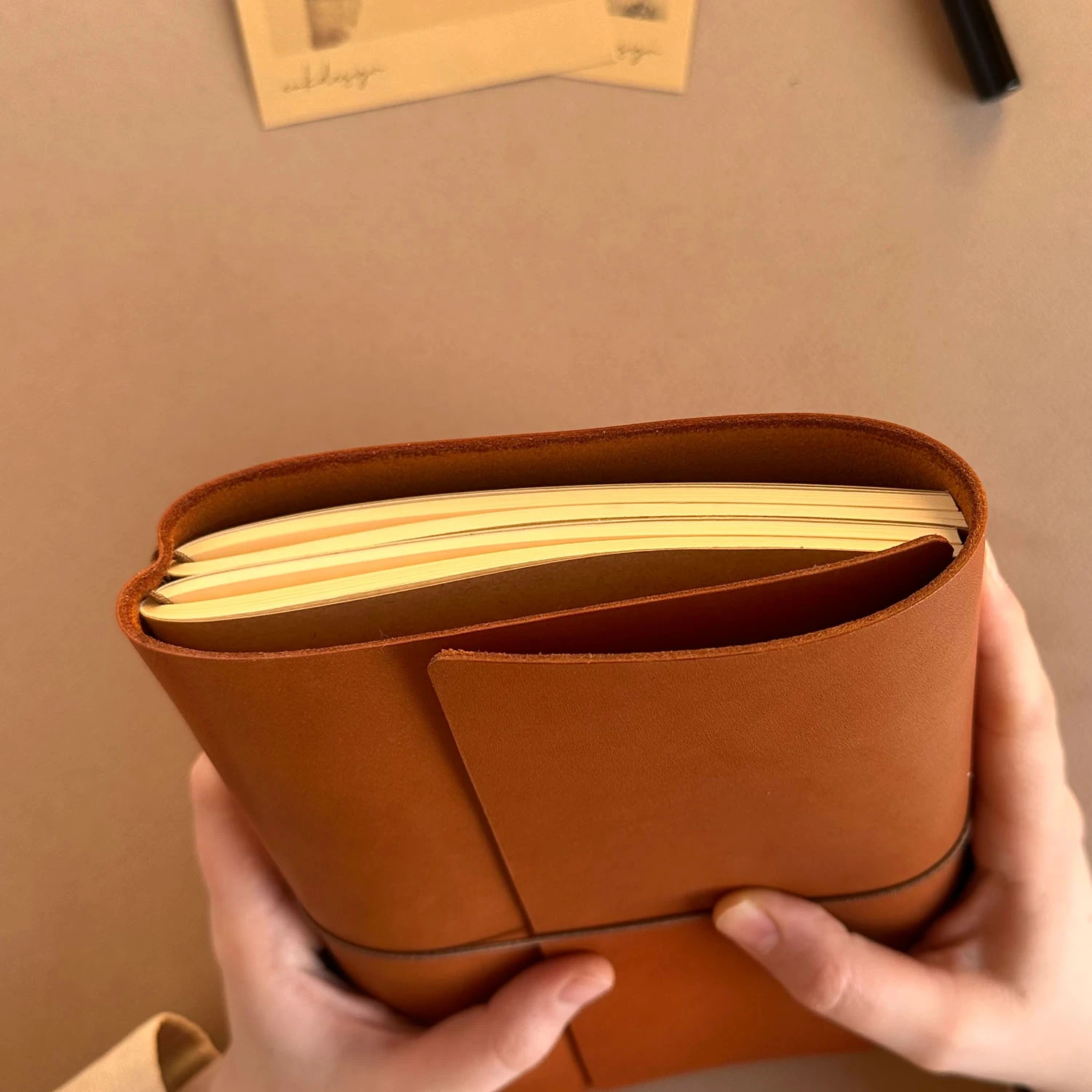 Euk Design A5 Large Size Traveler's Notebook Cover - Camel