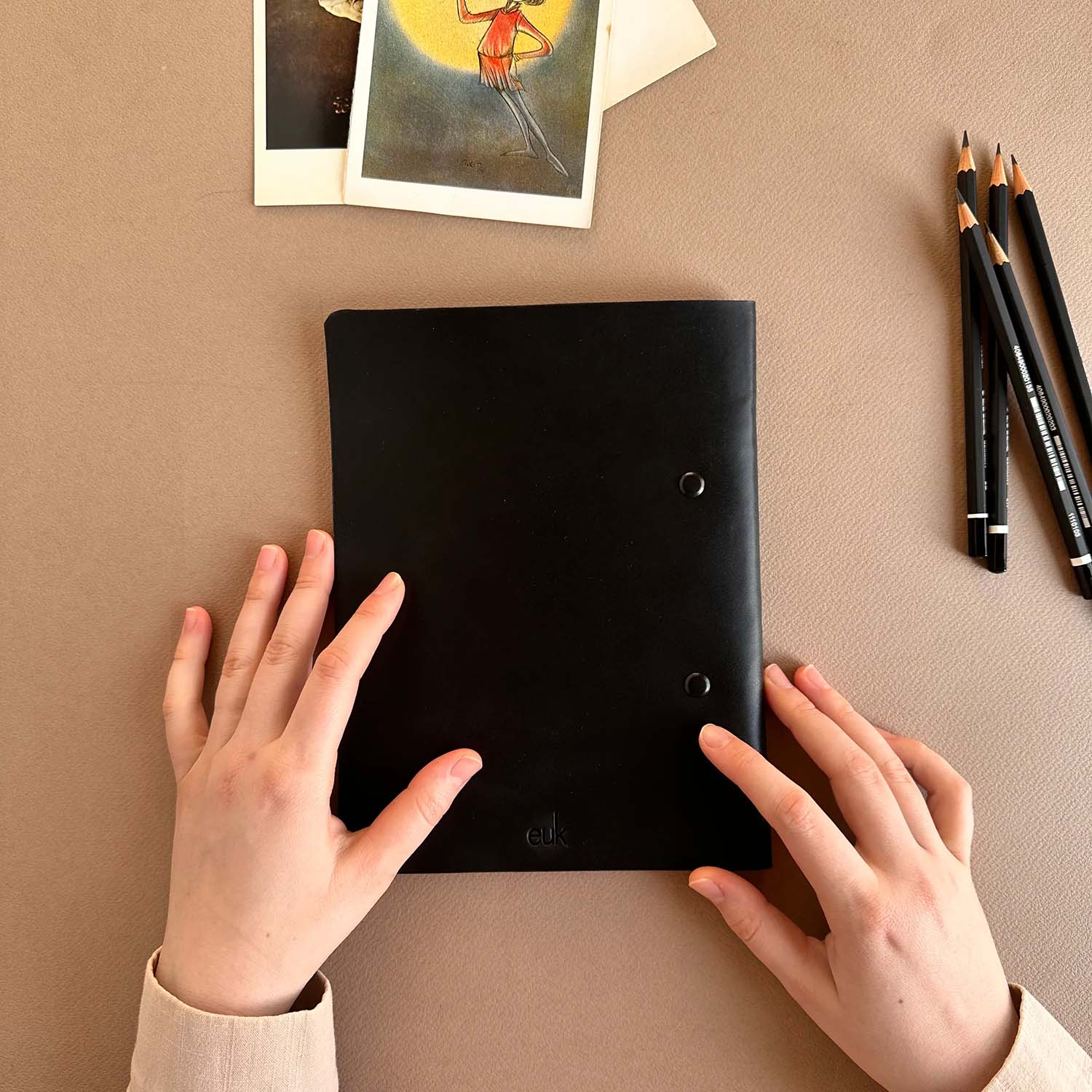 Euk Design A5 Deri Sketchbook - Siyah