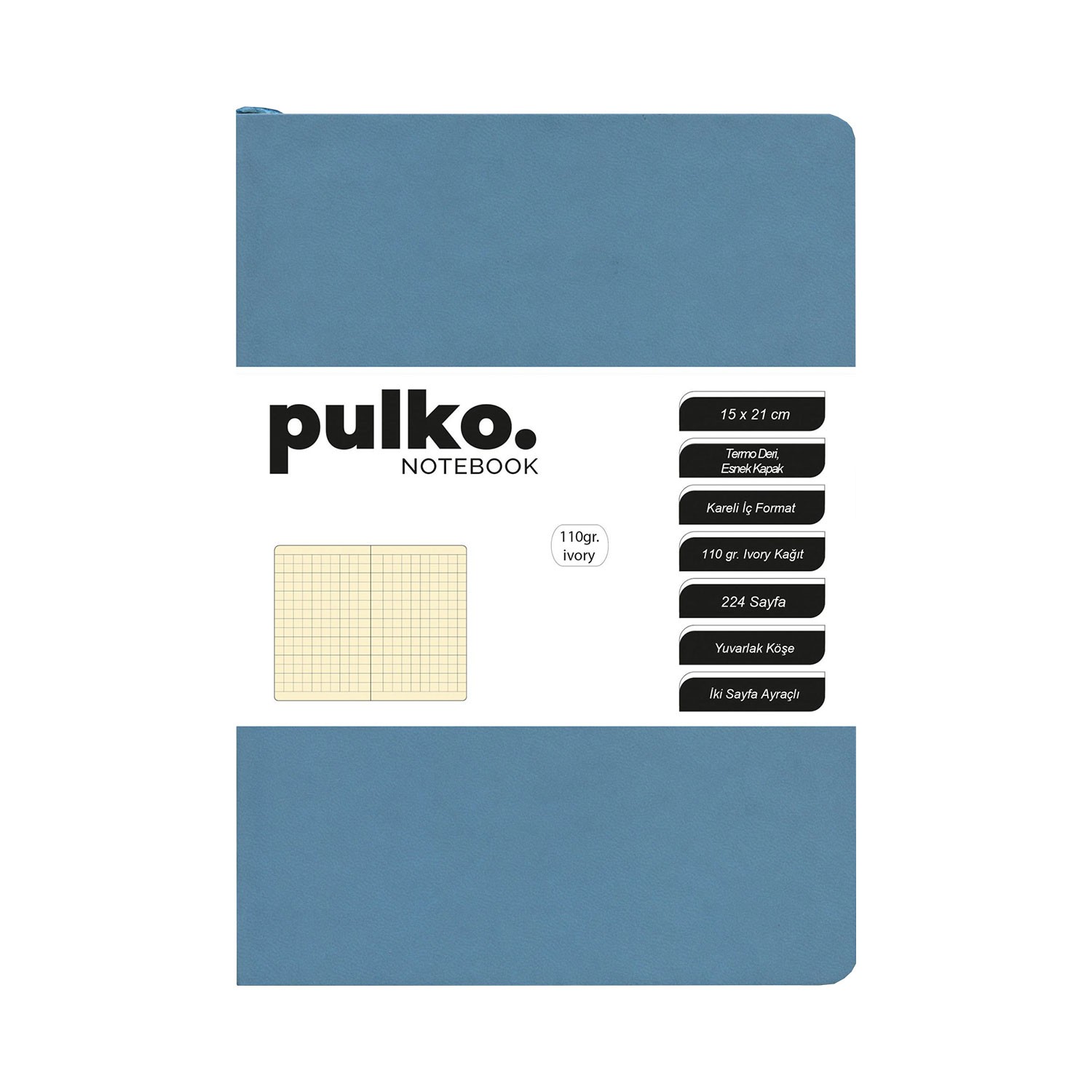 PULKO Notebook A5 Termo Deri Not Defteri - Turkuaz