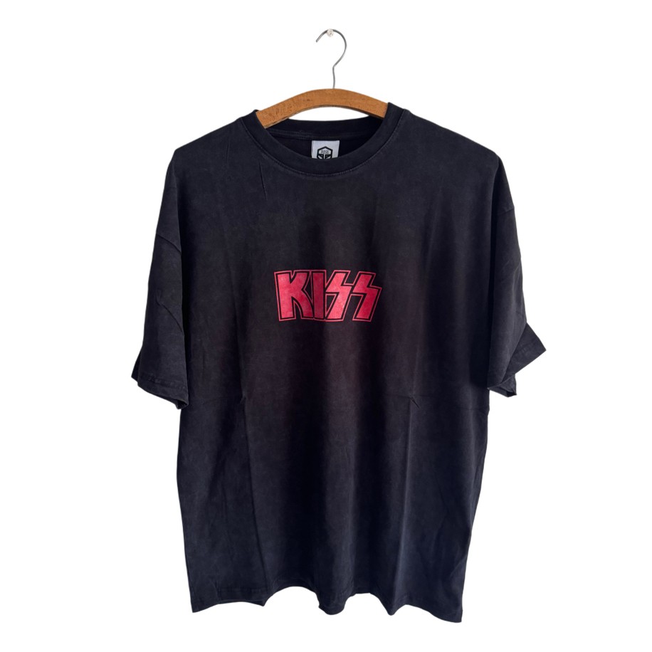 Kiss - Evil Band yıkamalı oversize tişört