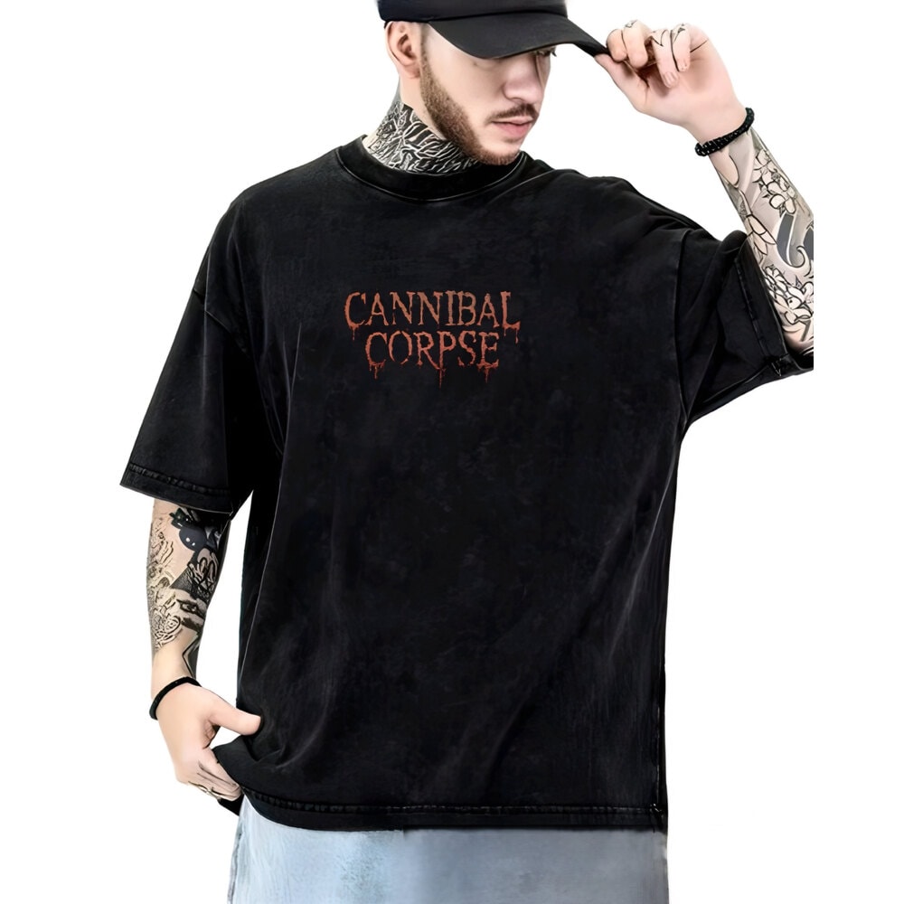 Cannibal Corpse - Global Evisceration yıkamalı oversize tişört