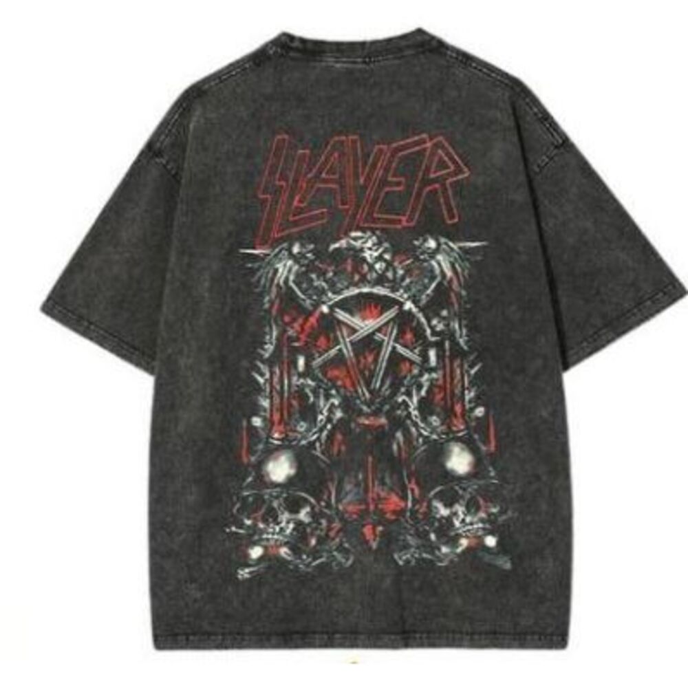 Slayer - Dirty Blood yıkamalı oversize tişört