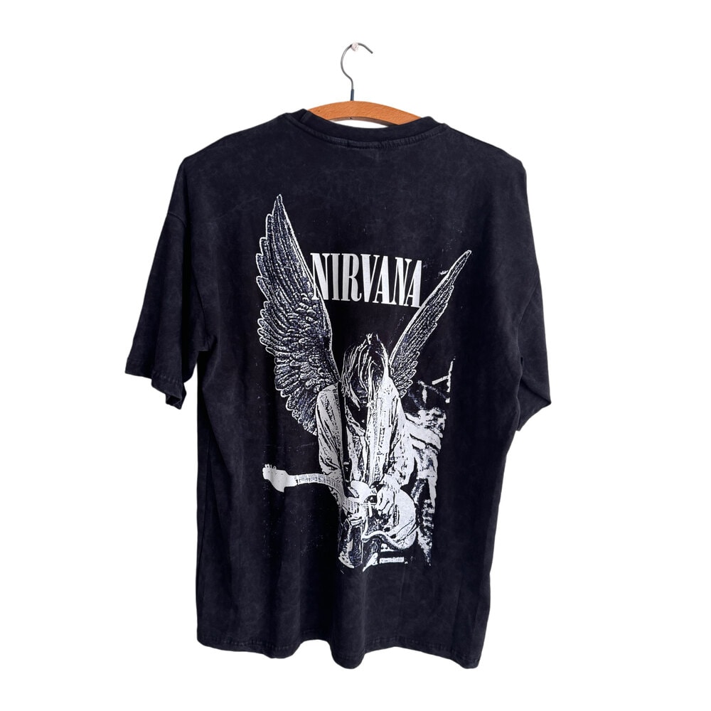 Nirvana - Angel Cobain yıkamalı oversize tişört