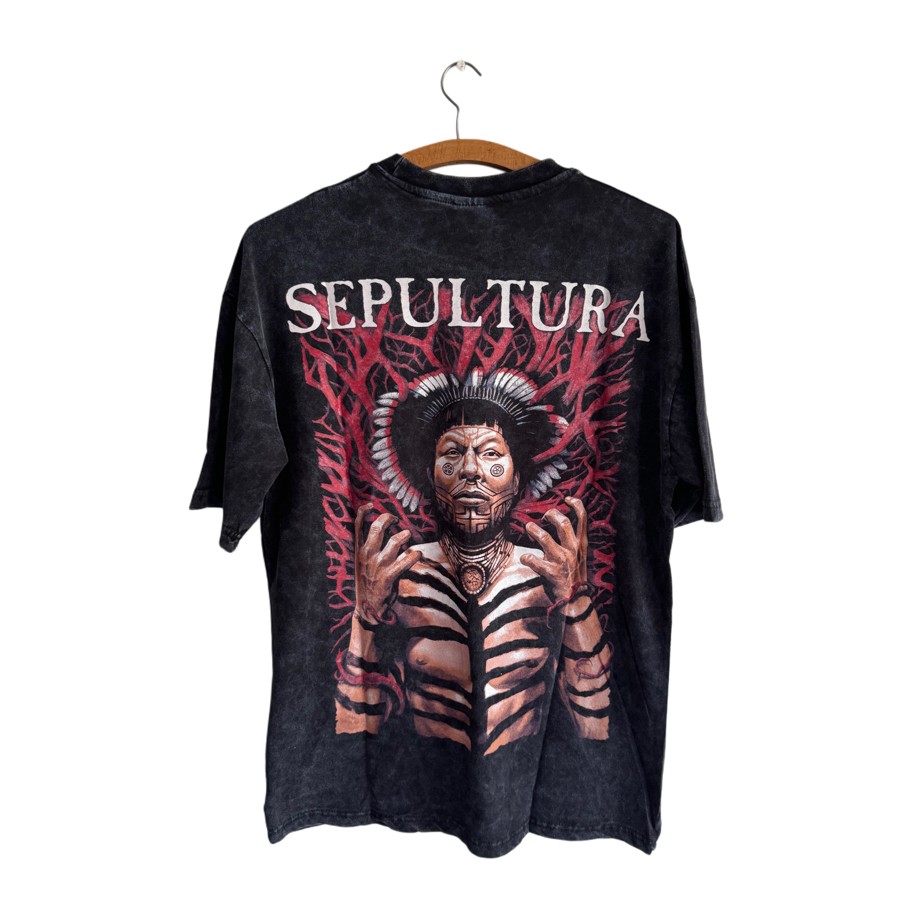 Sepultura - Roots yıkamalı oversize tişört