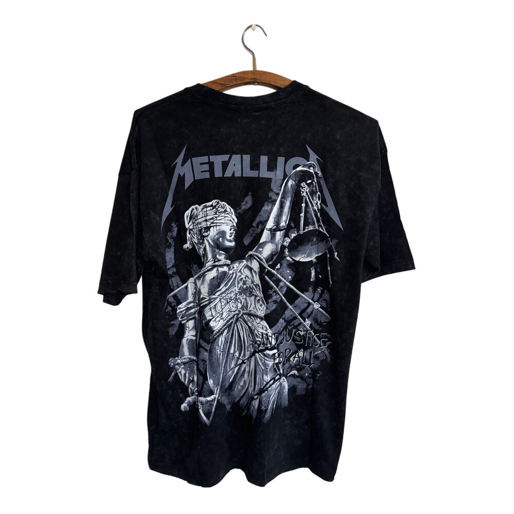 Metallica - And Justice For All yıkamalı oversize tişört