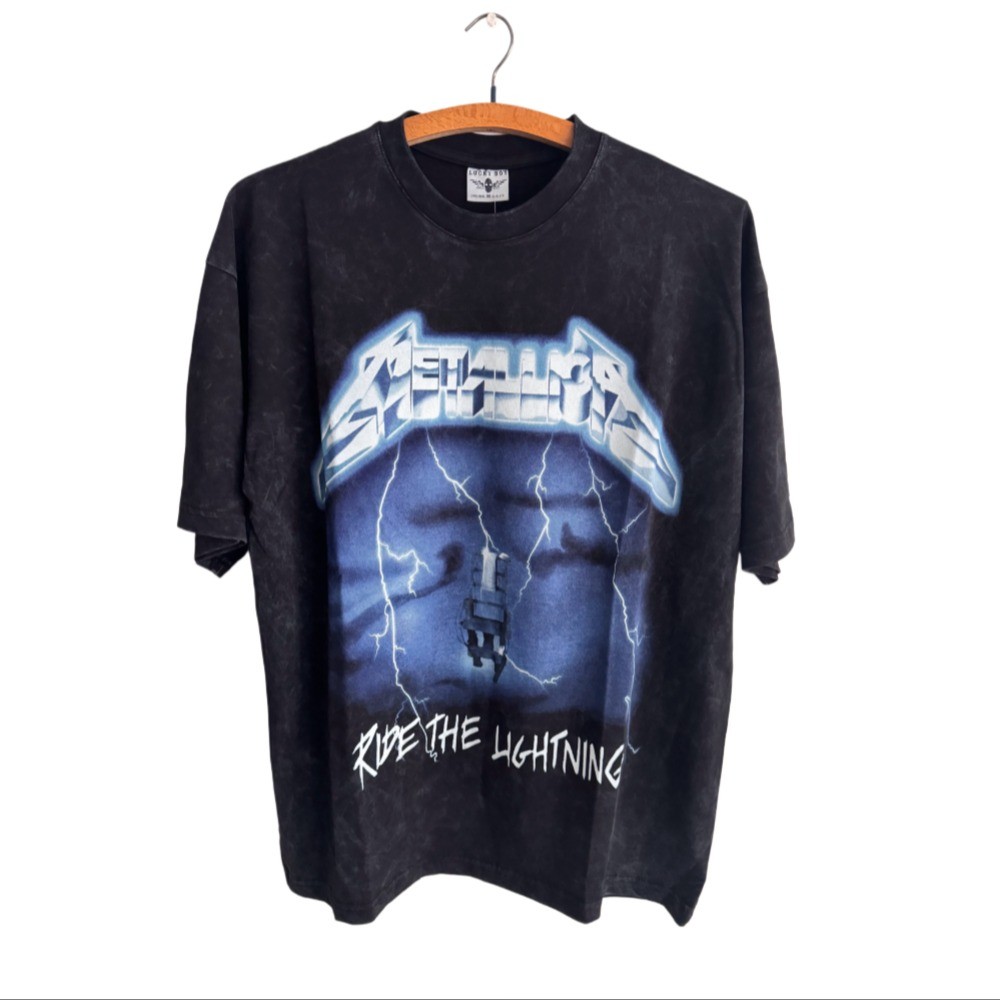 Metallica - Ride The Lightning yıkamalı oversize tişört