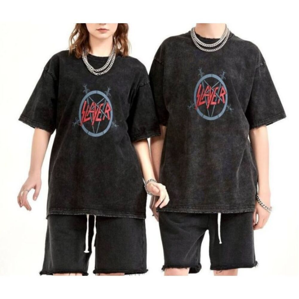 Slayer - Dirty Blood yıkamalı oversize tişört
