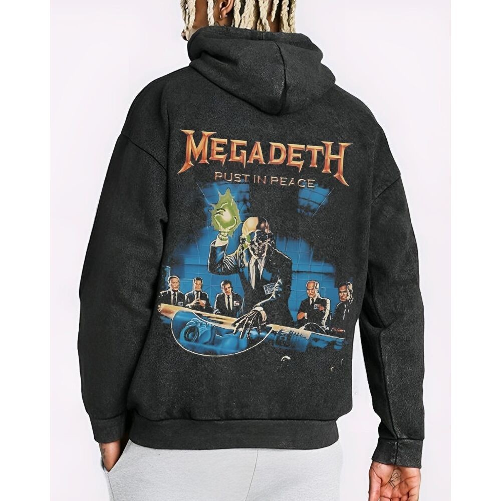 Megadeth - Rust In Peace yıkamalı oversize sweatshirt