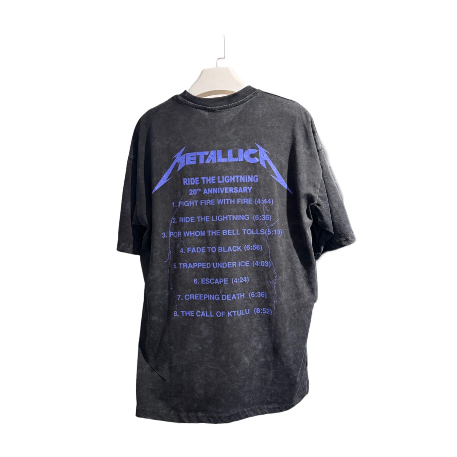 Metallica - Ride The Lightning Anniversary yıkamalı oversize tişört