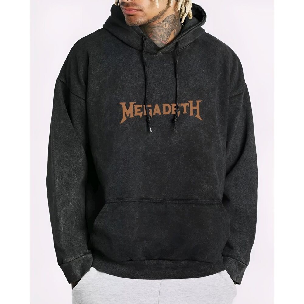 Megadeth - Rust In Peace yıkamalı oversize sweatshirt