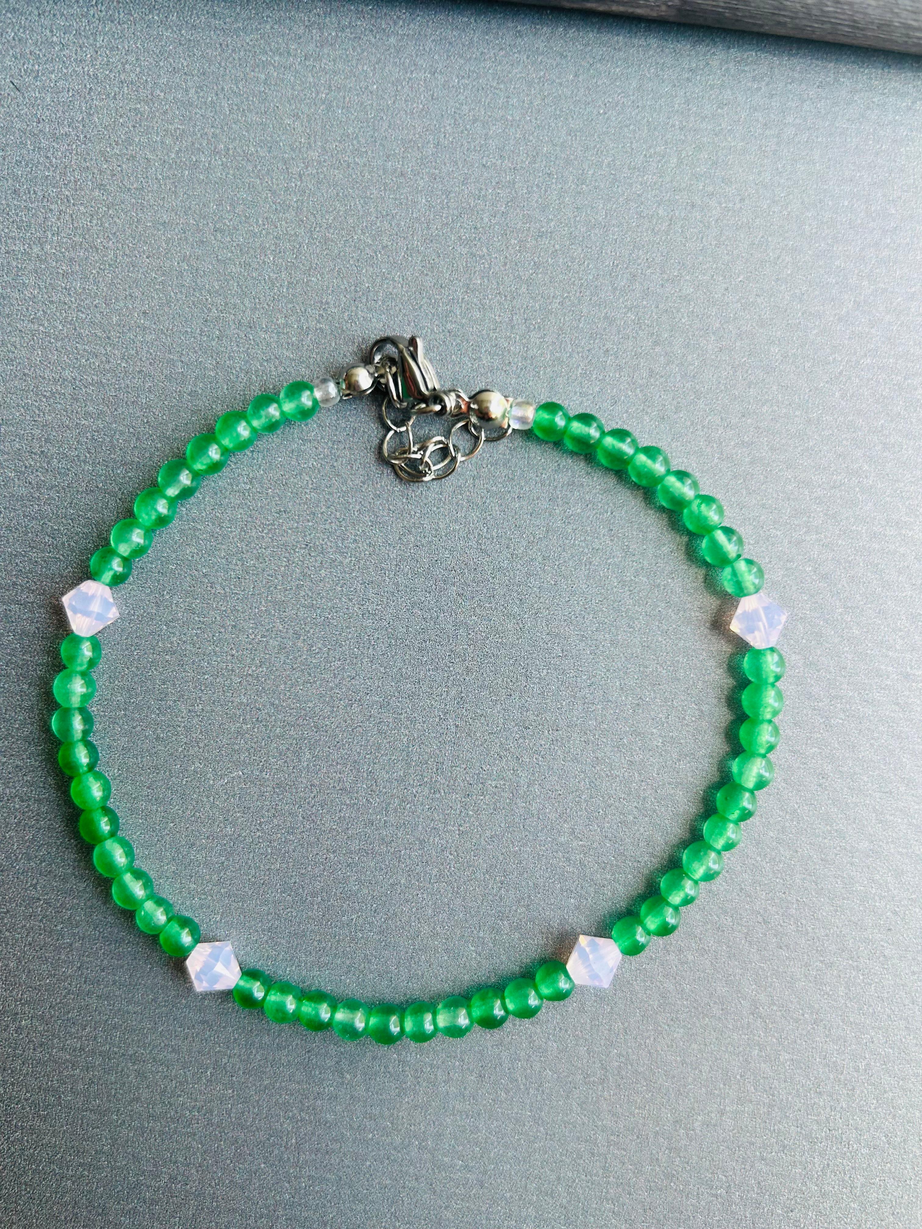 Ceyt - Swarovski Kristal Boncuk Yeşil Halhal