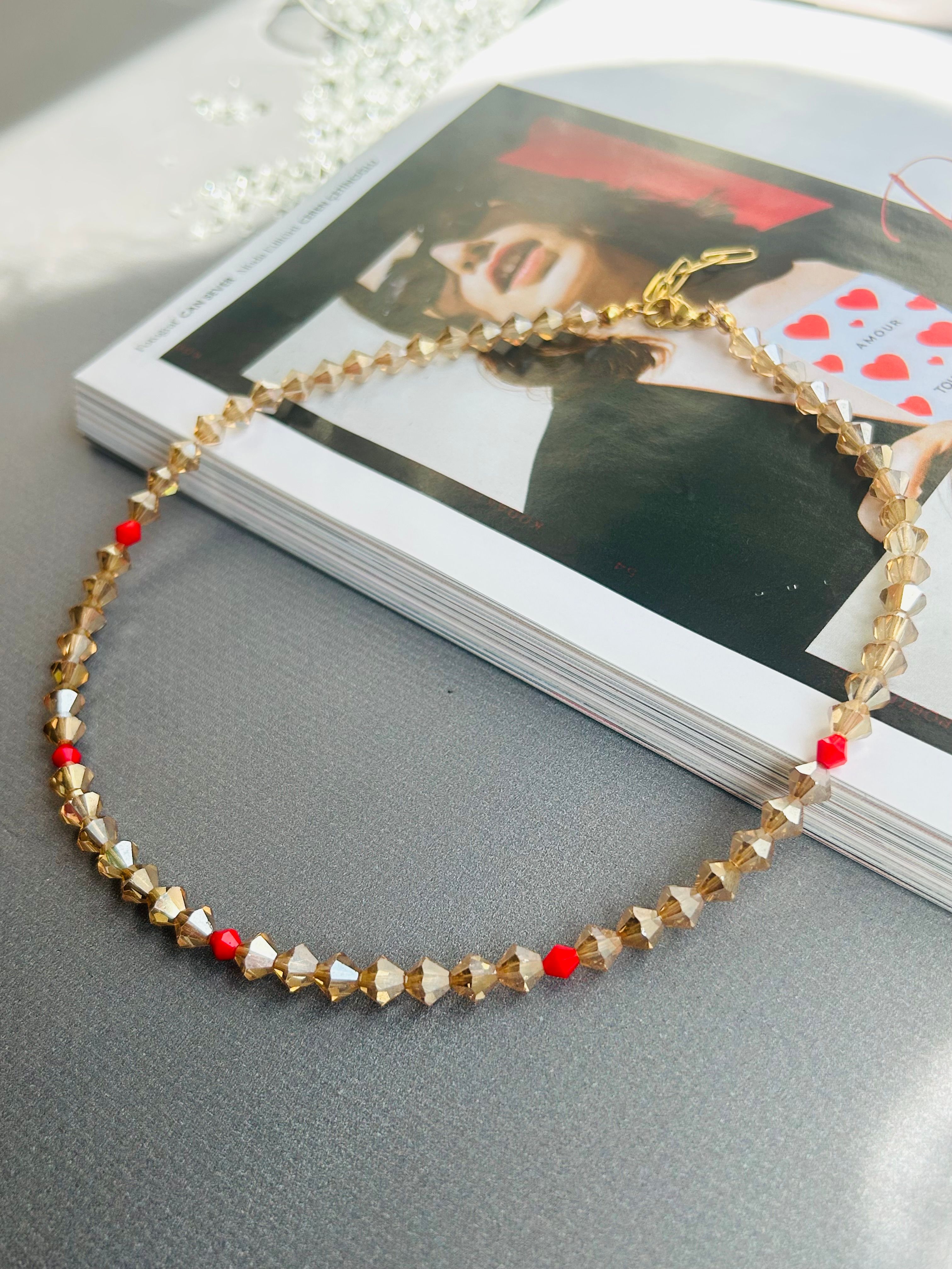 Swarovski Kristal Boncuk Arpa Kolye 