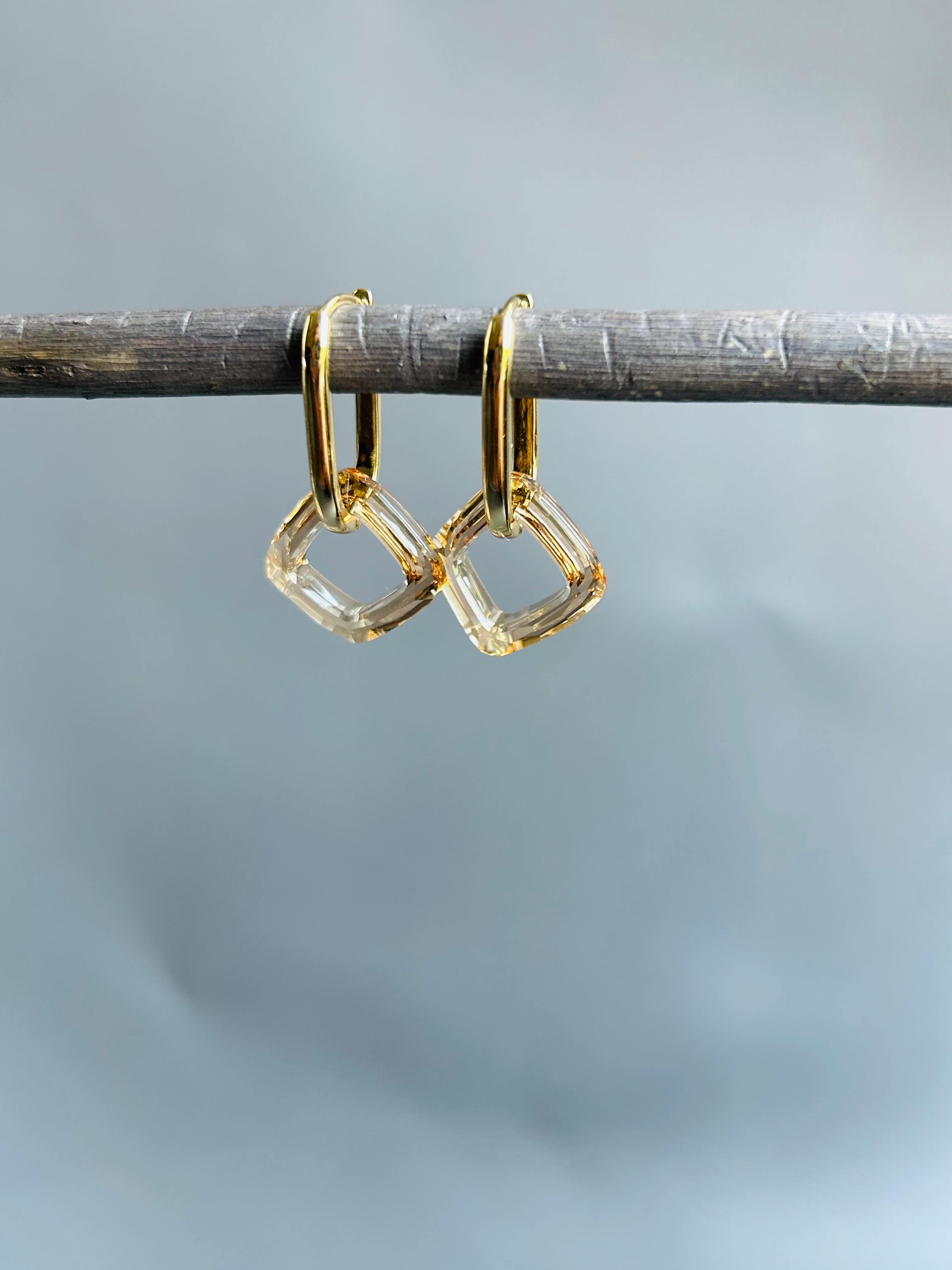 Swarovski Kristal Taş Mini Cosmic Gold Küpe Çift