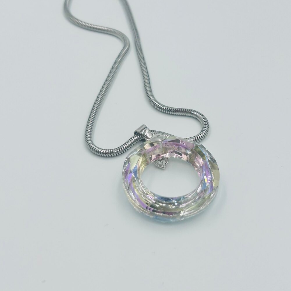 Circle Swarovski Kristal Taş Uç Kolye