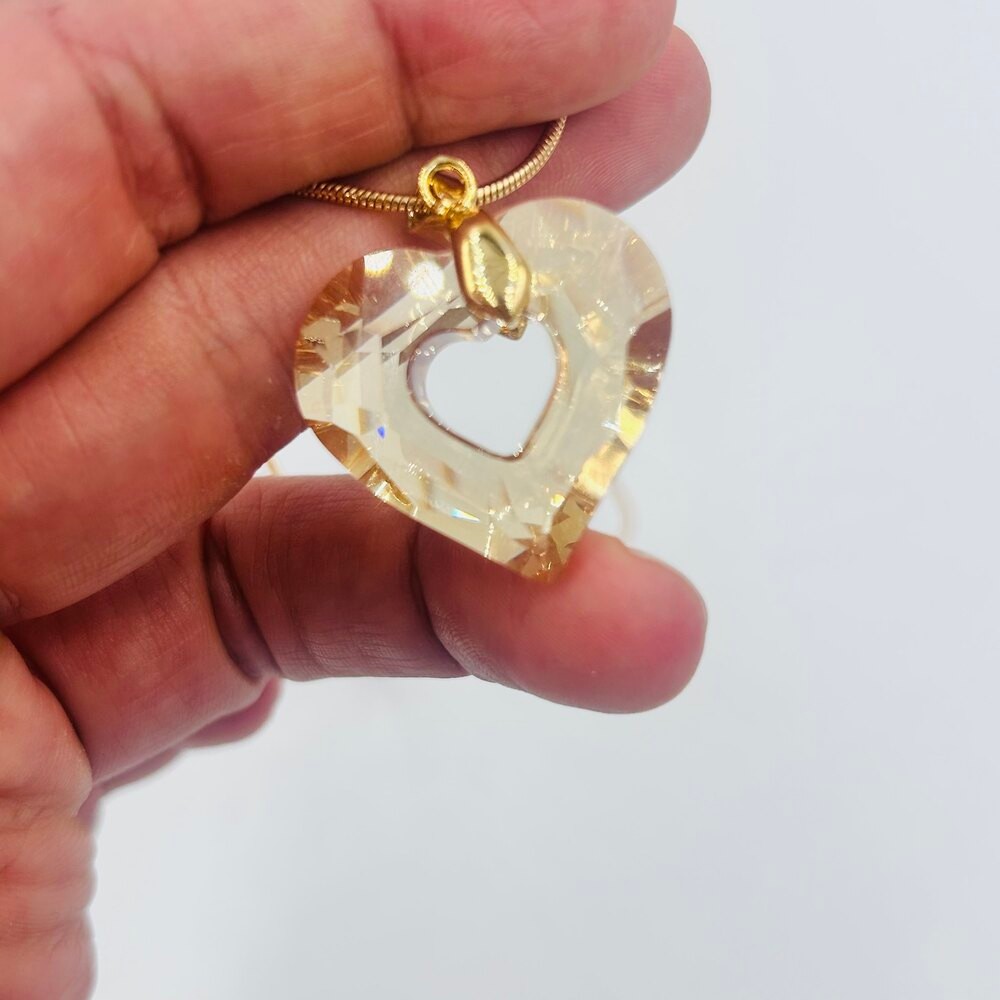 Golden Heart Swarovski Kristal Taş Kolye