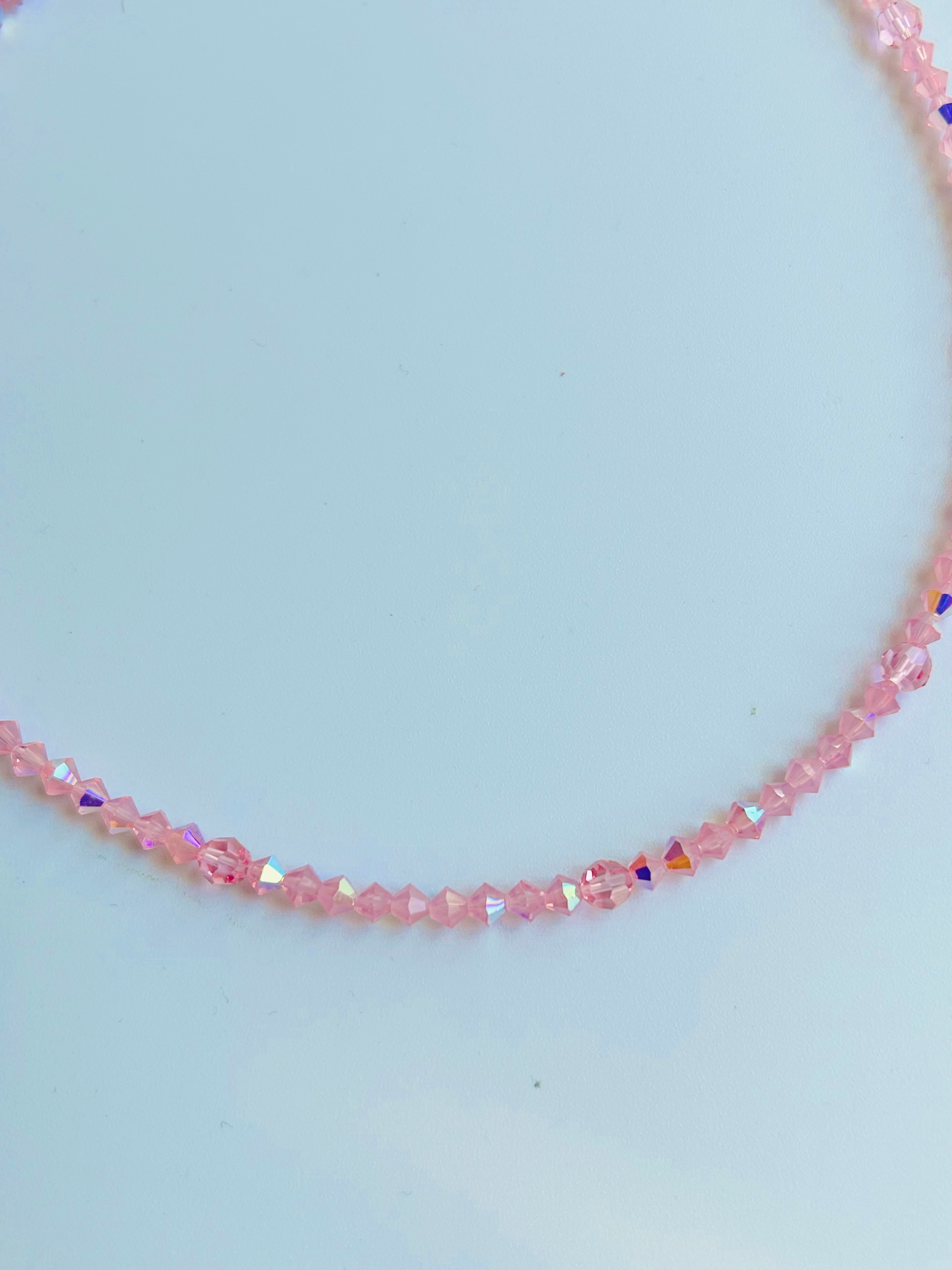 Swarovski Kristal Boncuk Pinky Piramit Kolye