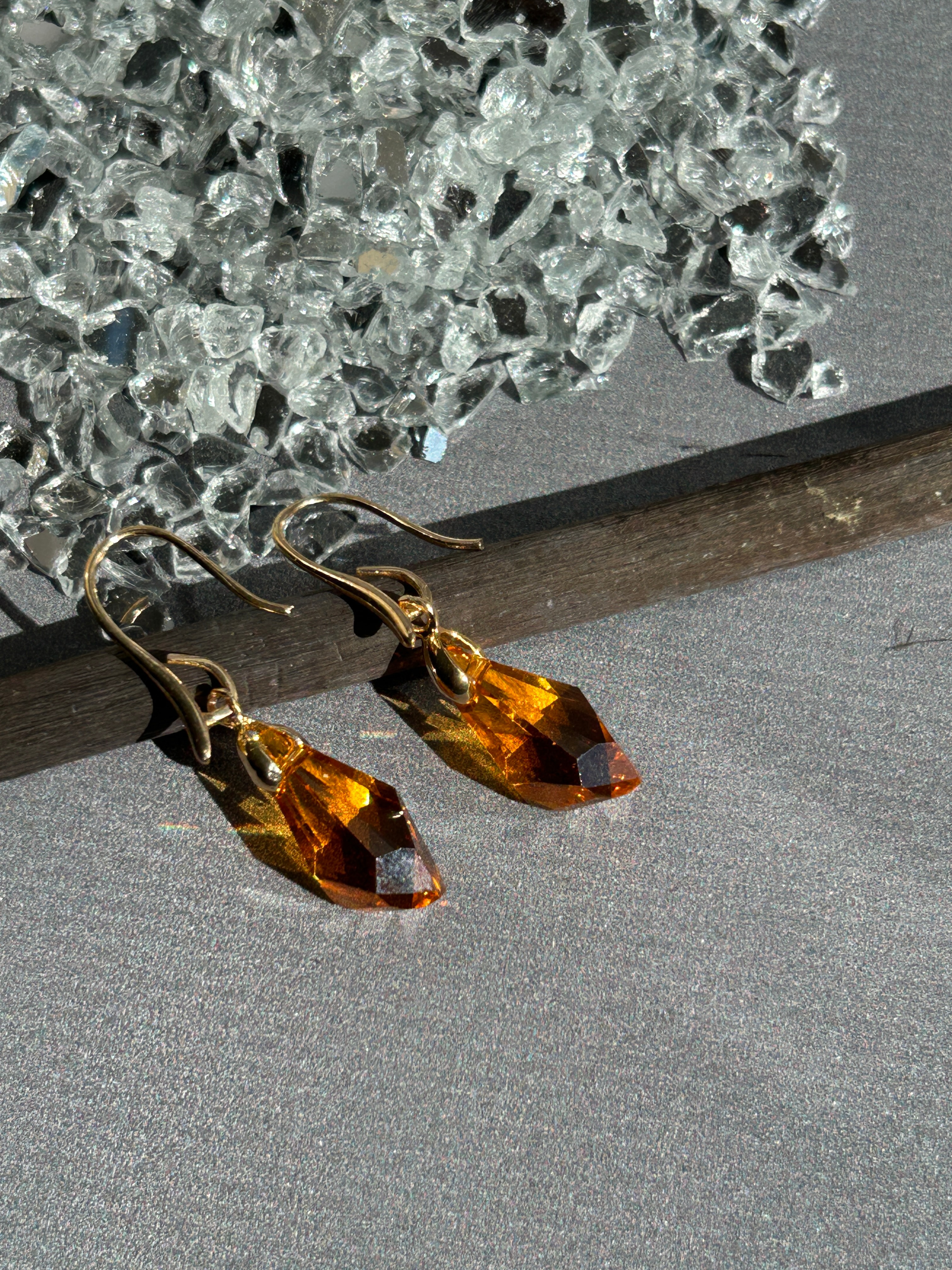 Orange Drop Swarovski Kristal Taş Küpe 