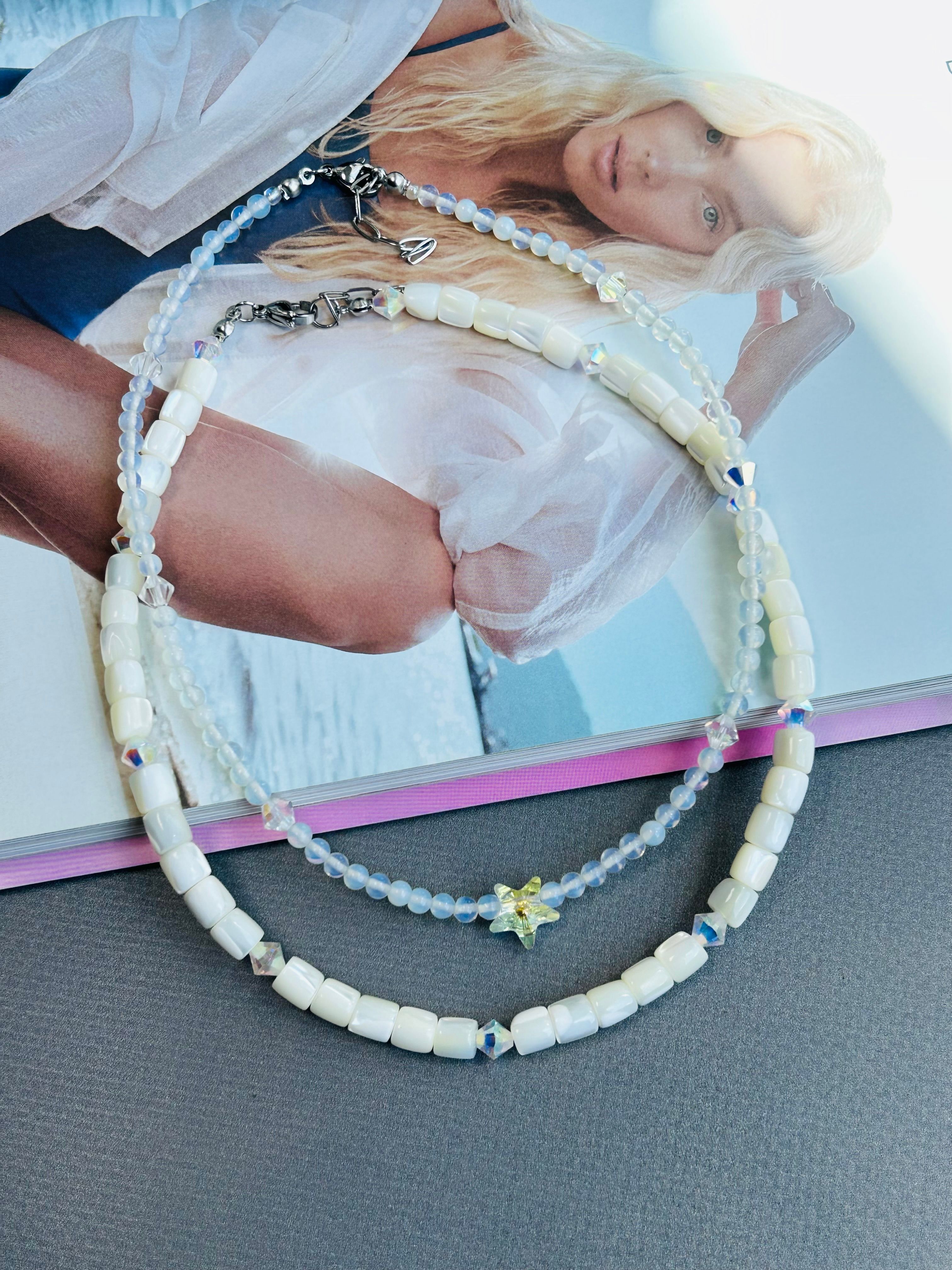Opal Swarovski Kristal Taş Yıldız Kolye