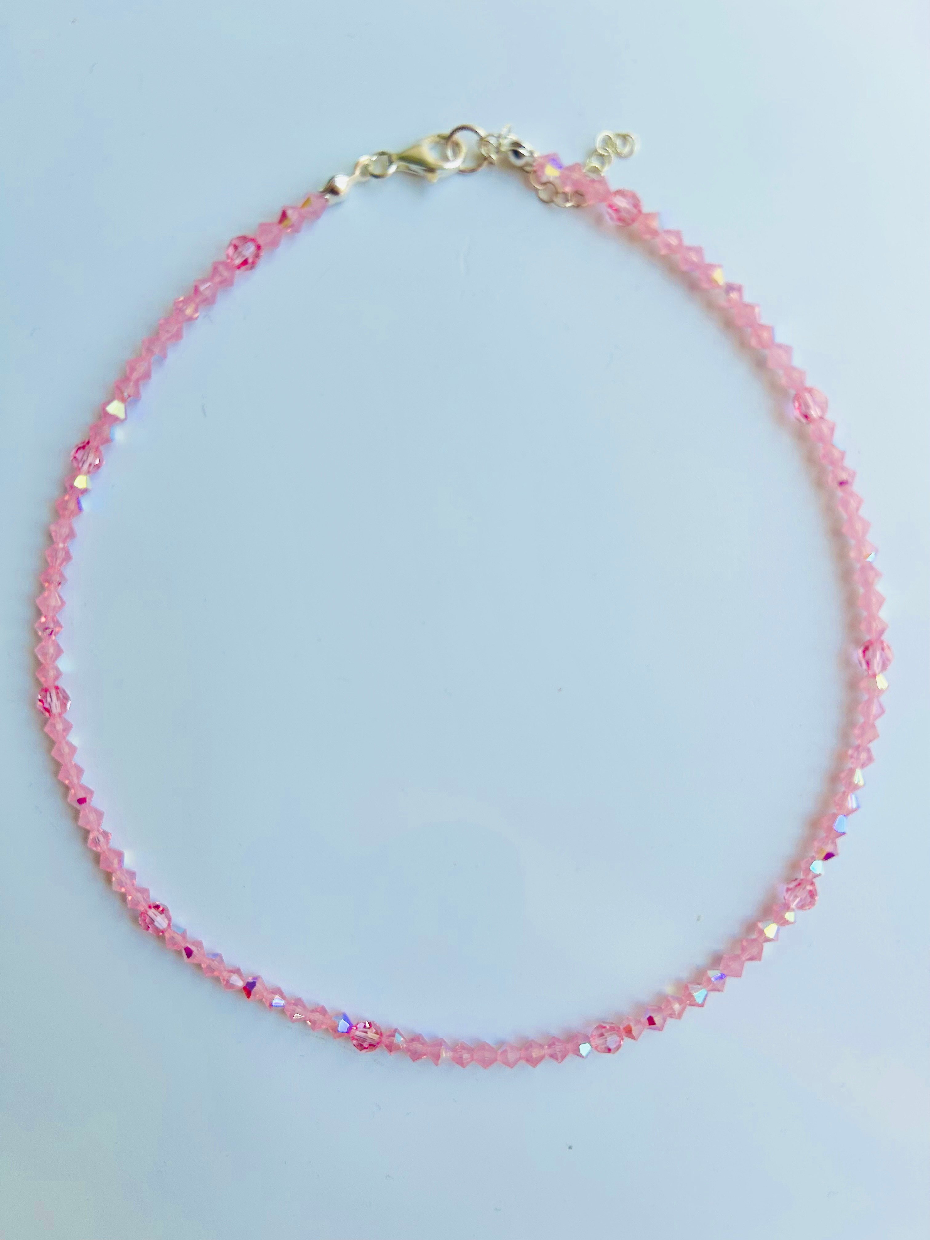 Swarovski Kristal Boncuk Pinky Piramit Kolye