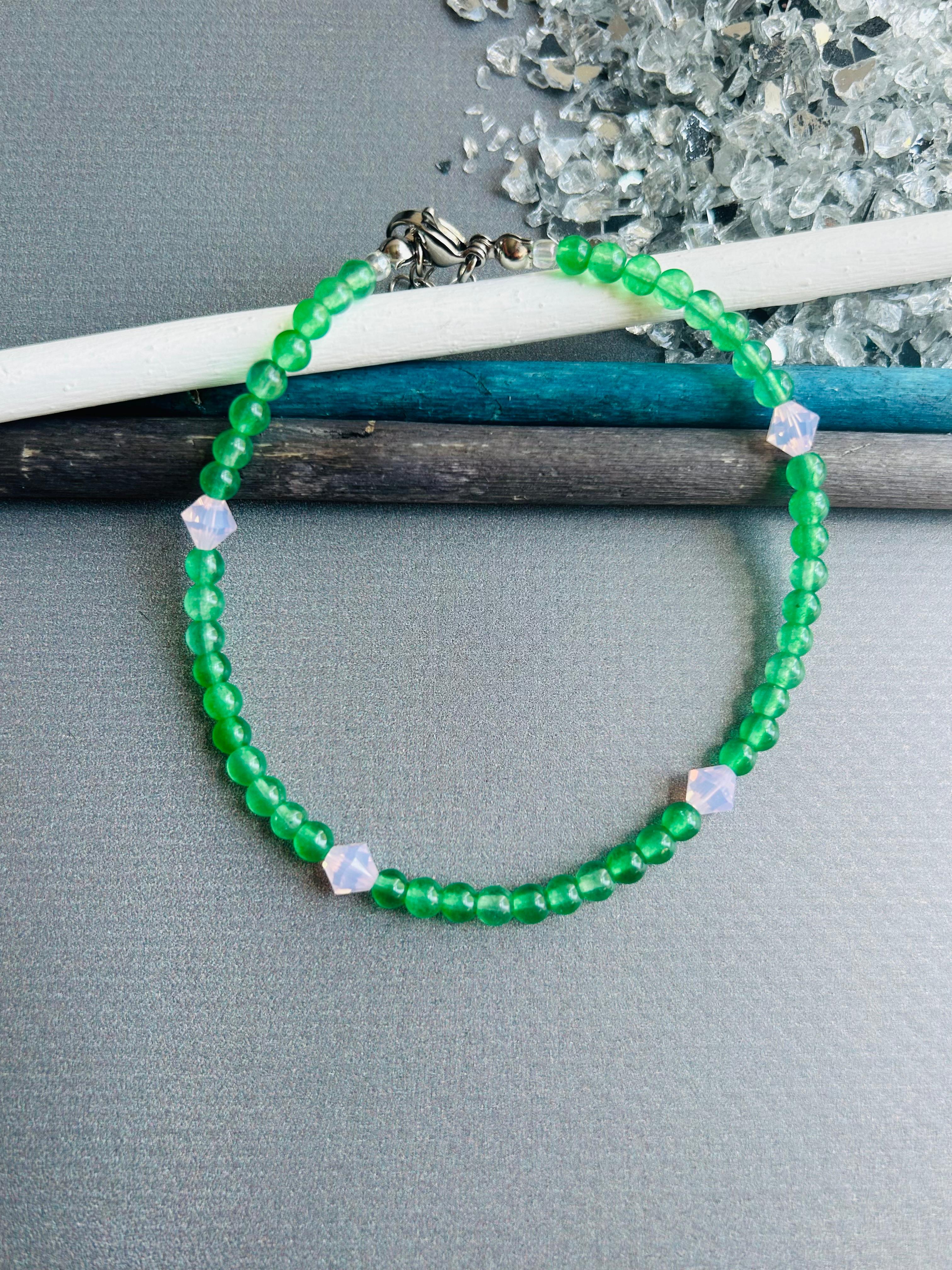 Ceyt - Swarovski Kristal Boncuk Yeşil Halhal