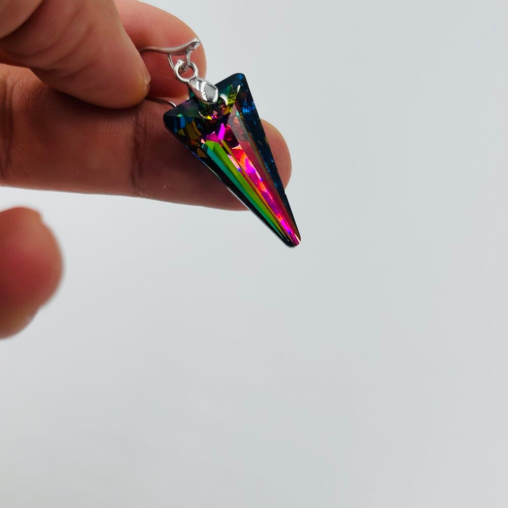 Rainbow Swarovski Kristal Taş Altın Renk Çift Küpe