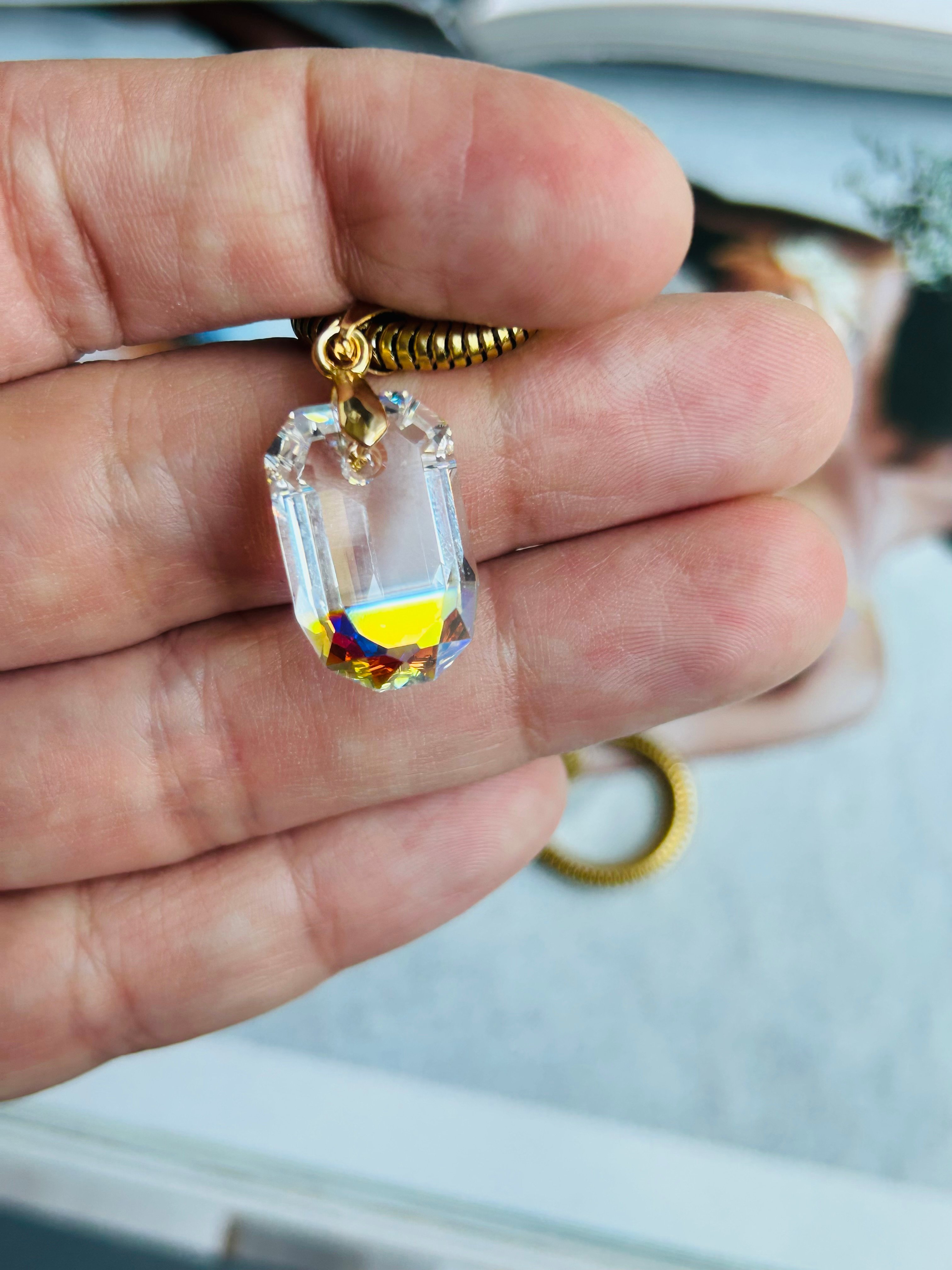 Golden Swarovski Kristal Taş Zincir Kolye