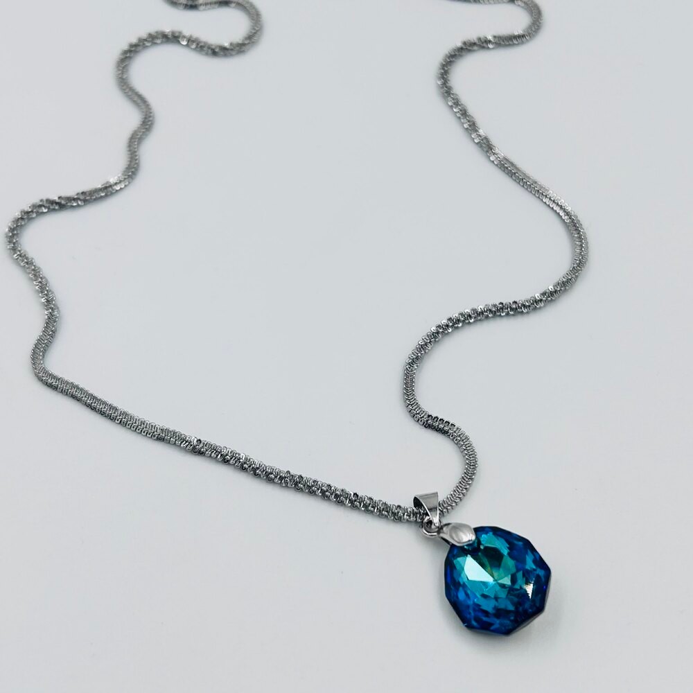 Bermuda Blue Swarovski Crystal Stone Necklace