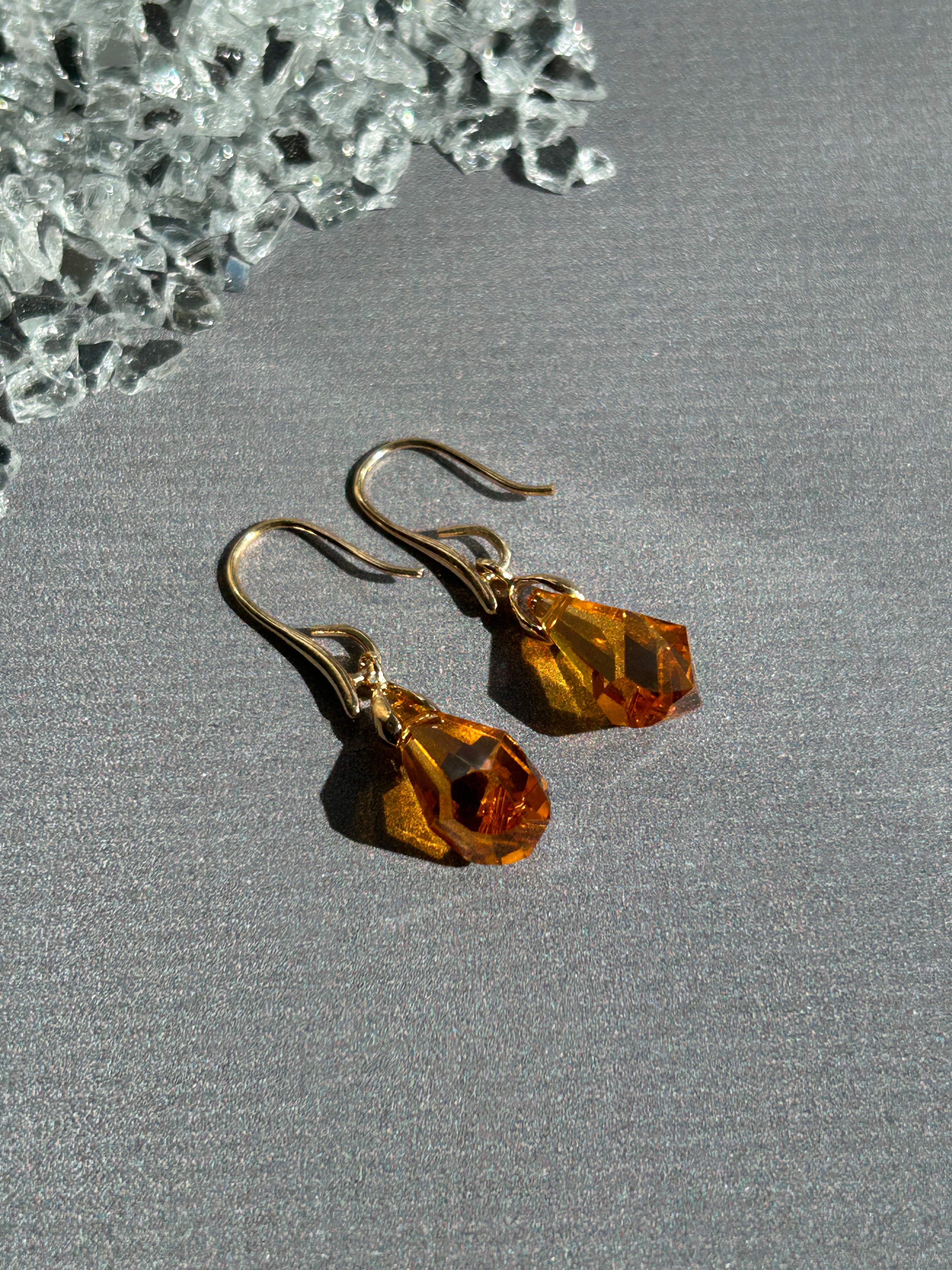 Orange Drop Swarovski Kristal Taş Küpe 