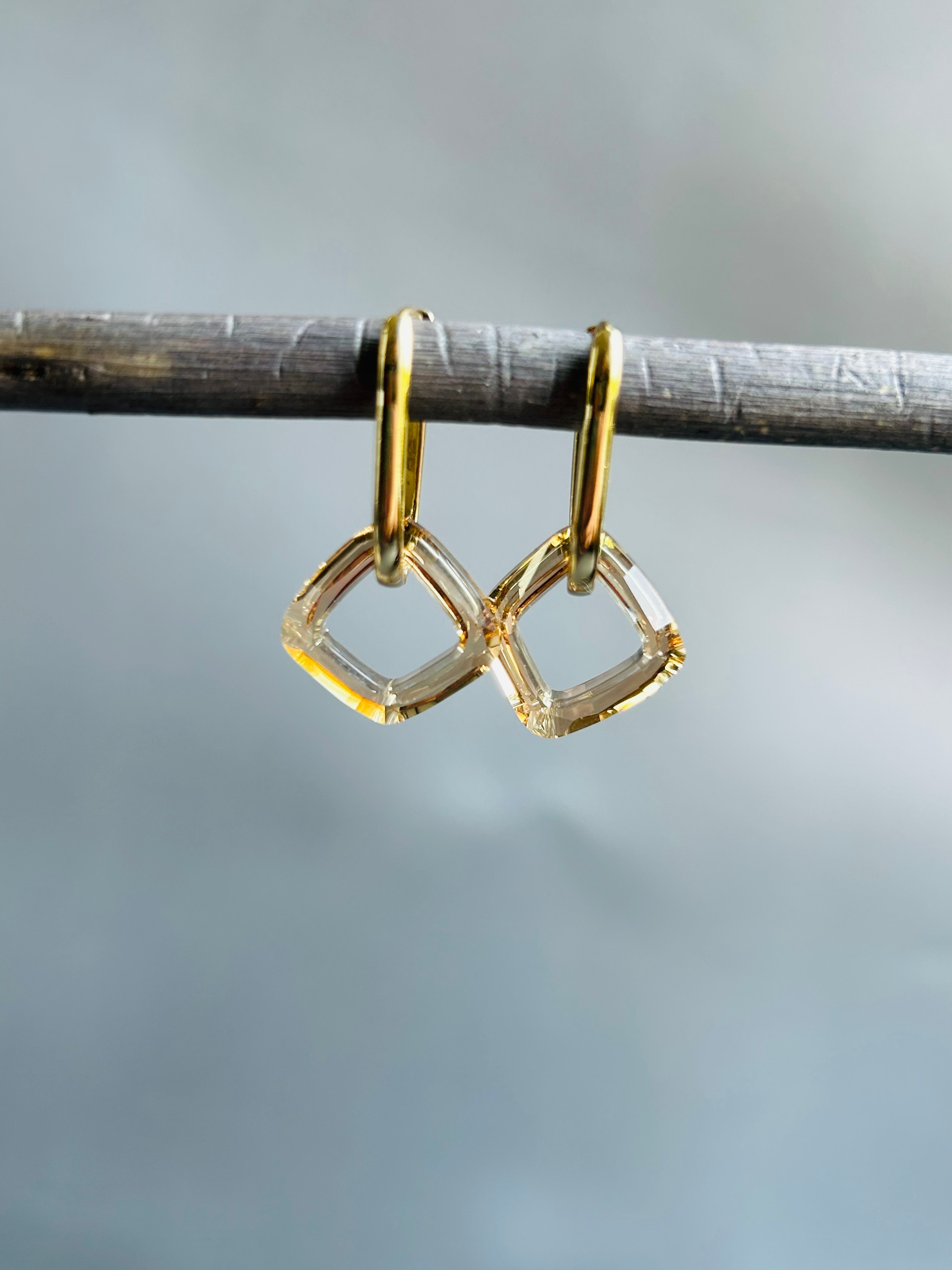 Swarovski Kristal Taş Mini Cosmic Gold Küpe Çift