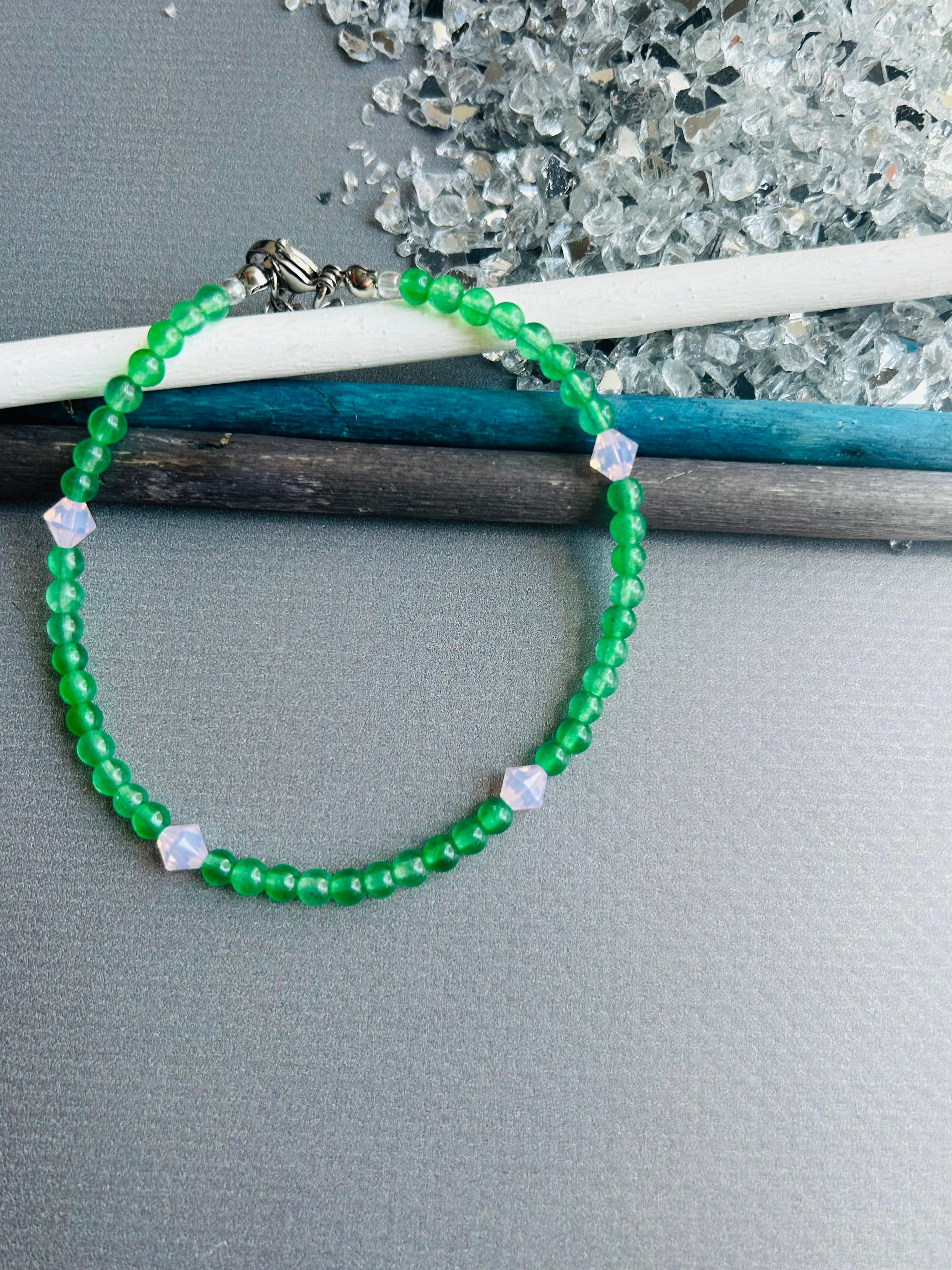 Ceyt - Swarovski Kristal Boncuk Yeşil Halhal
