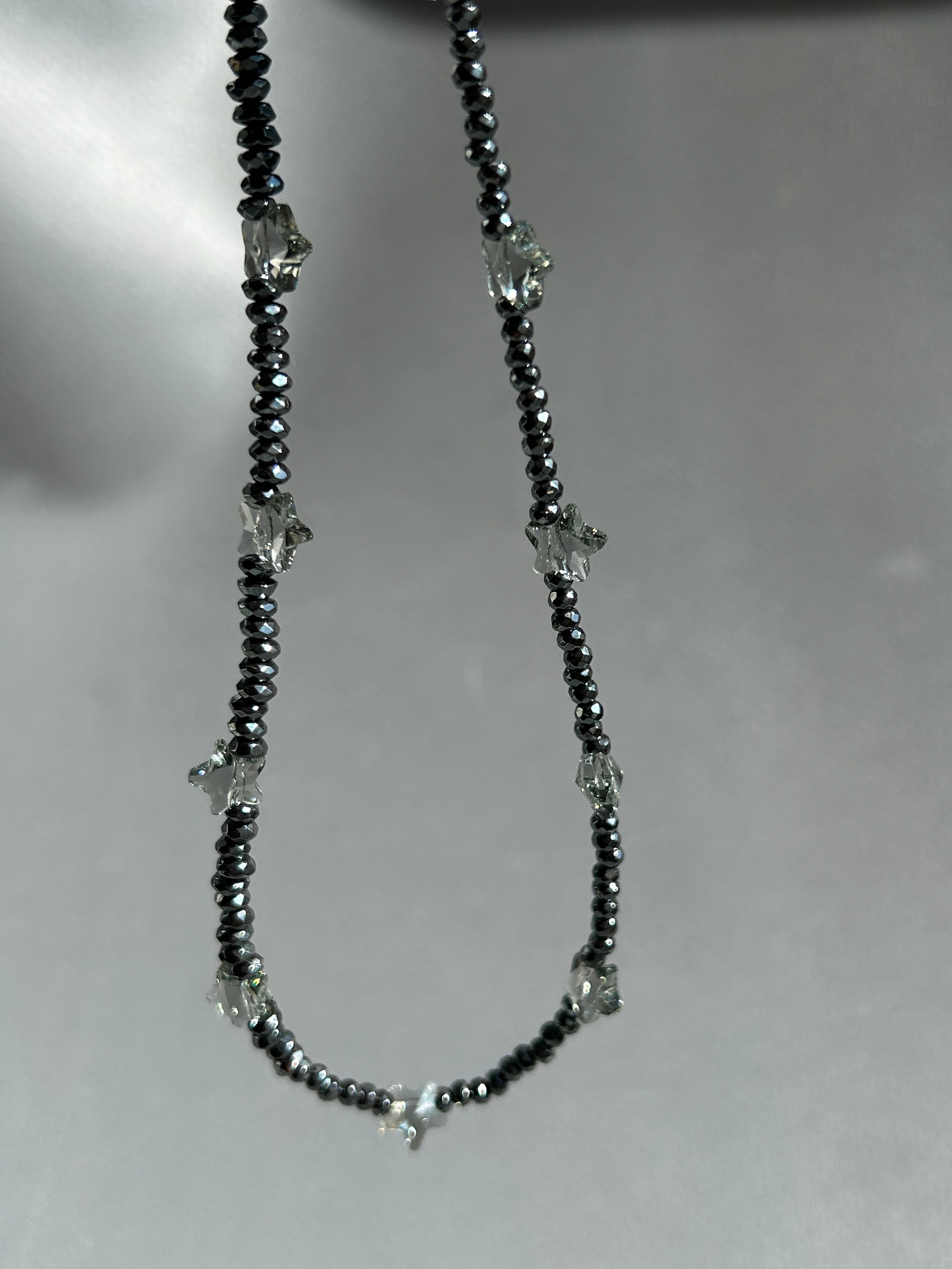 Hematit Swarovski Kristal Taş Yıldız Kolye