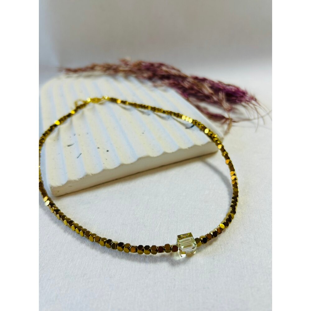 Gold Stone Swarovski Kristal Taş Kolye