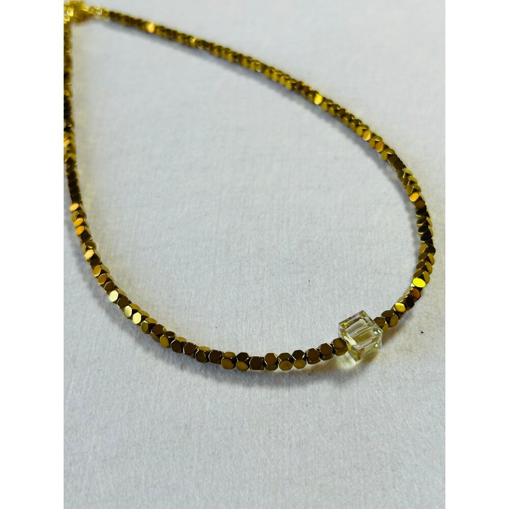Gold Stone Swarovski Kristal Taş Kolye