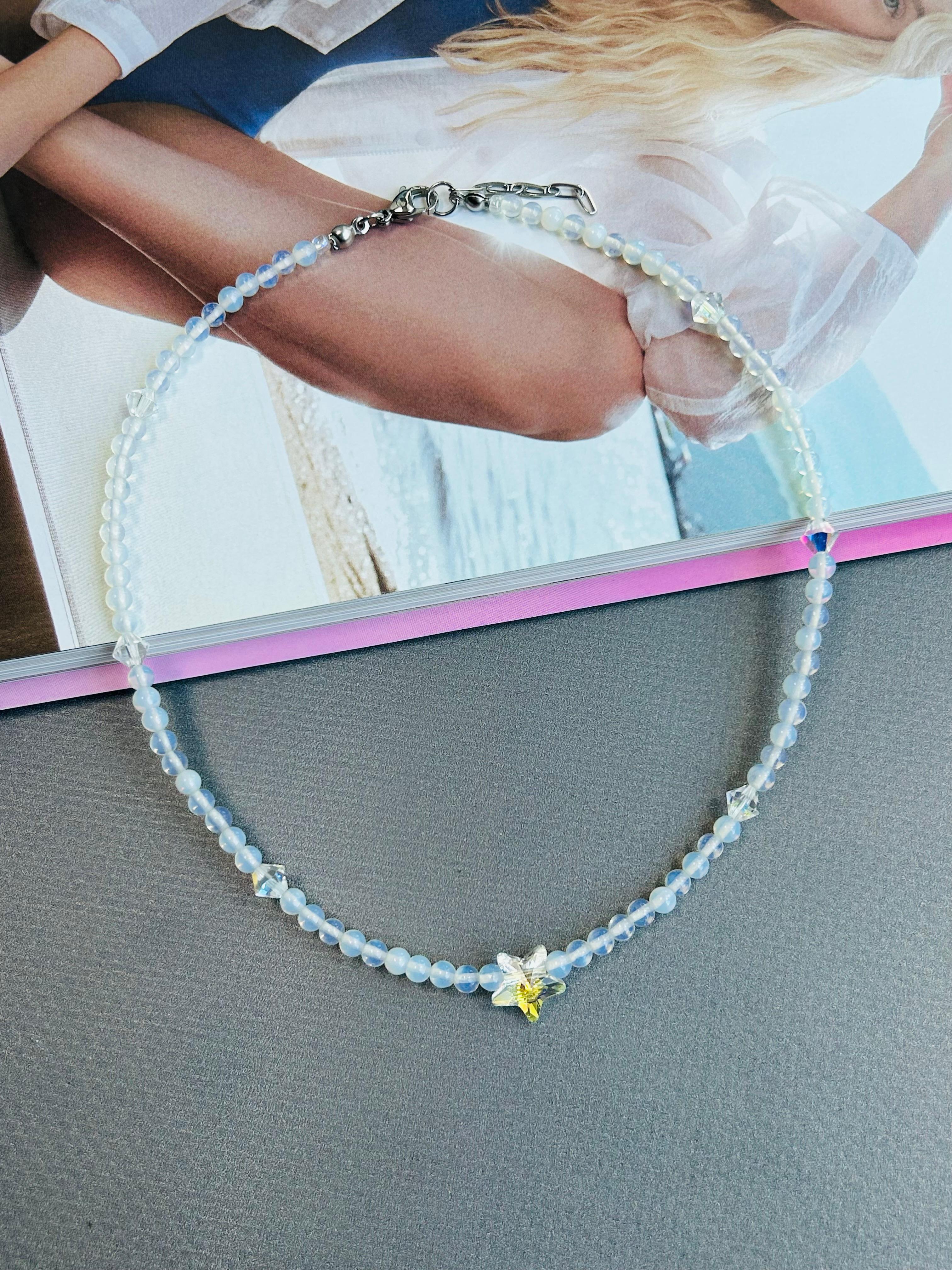 Opal Swarovski Kristal Taş Yıldız Kolye