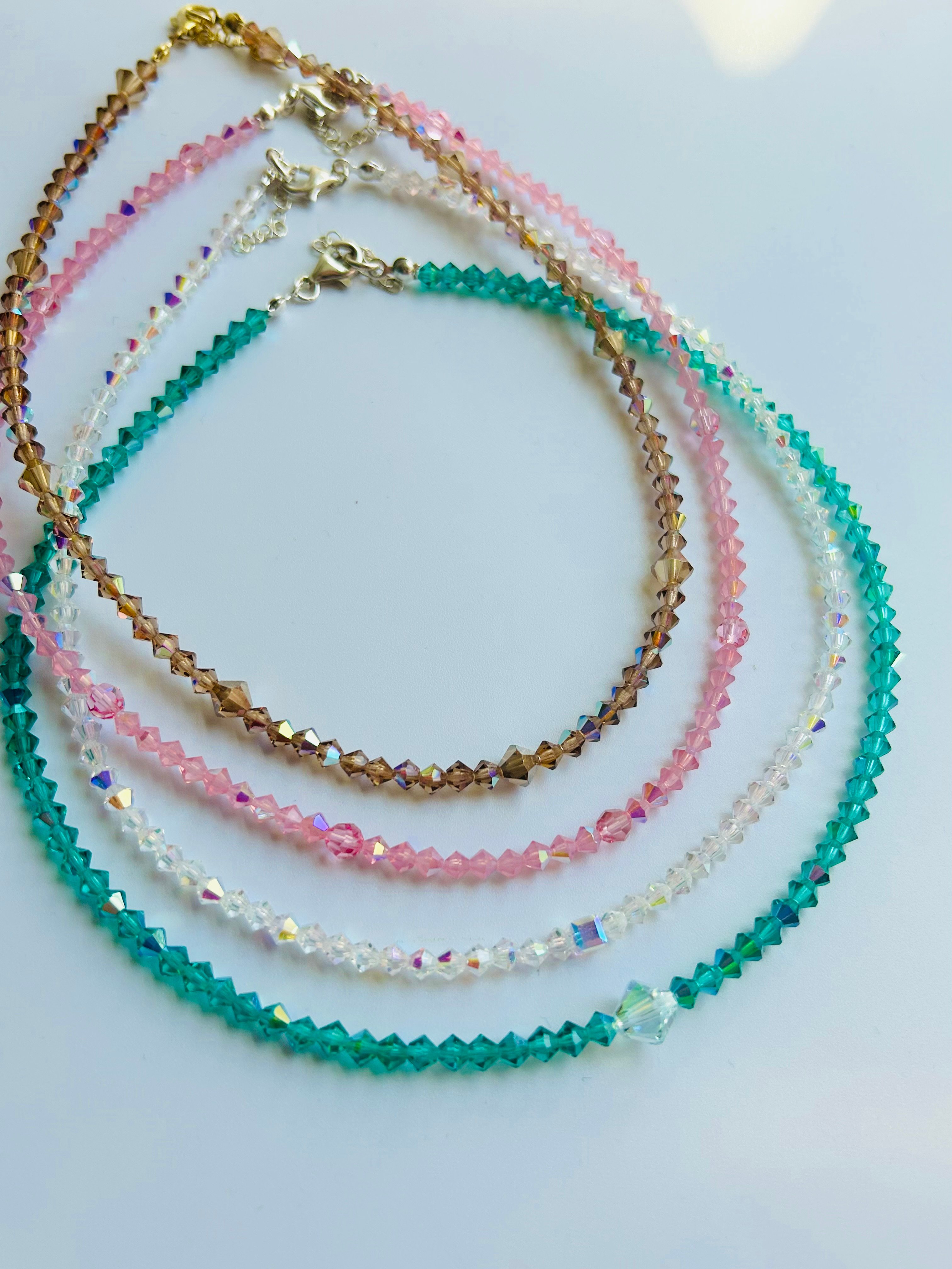 Swarovski Kristal Boncuk Summer Piramit Kolye