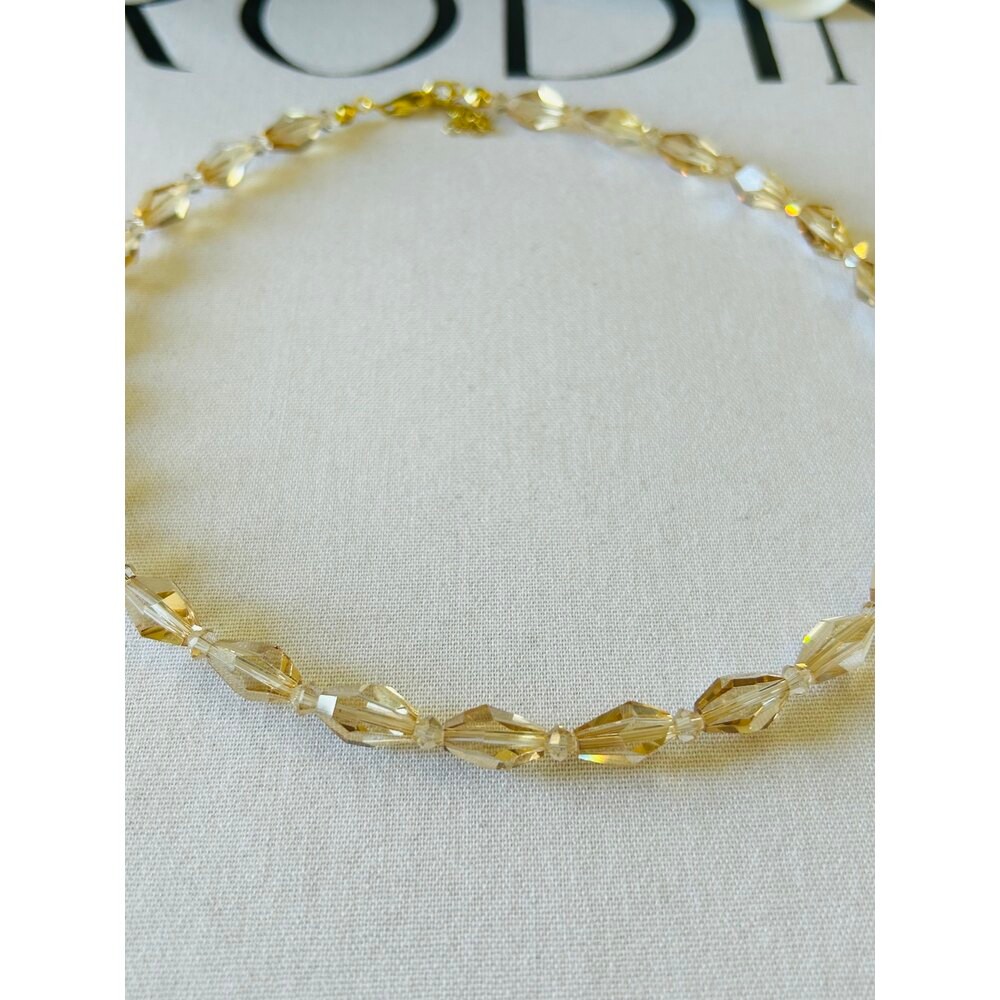 8 mm Swarovski Kristal Gold Boncuk Kolye