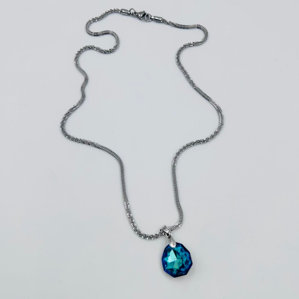 Bermuda Blue Swarovski Crystal Stone Necklace