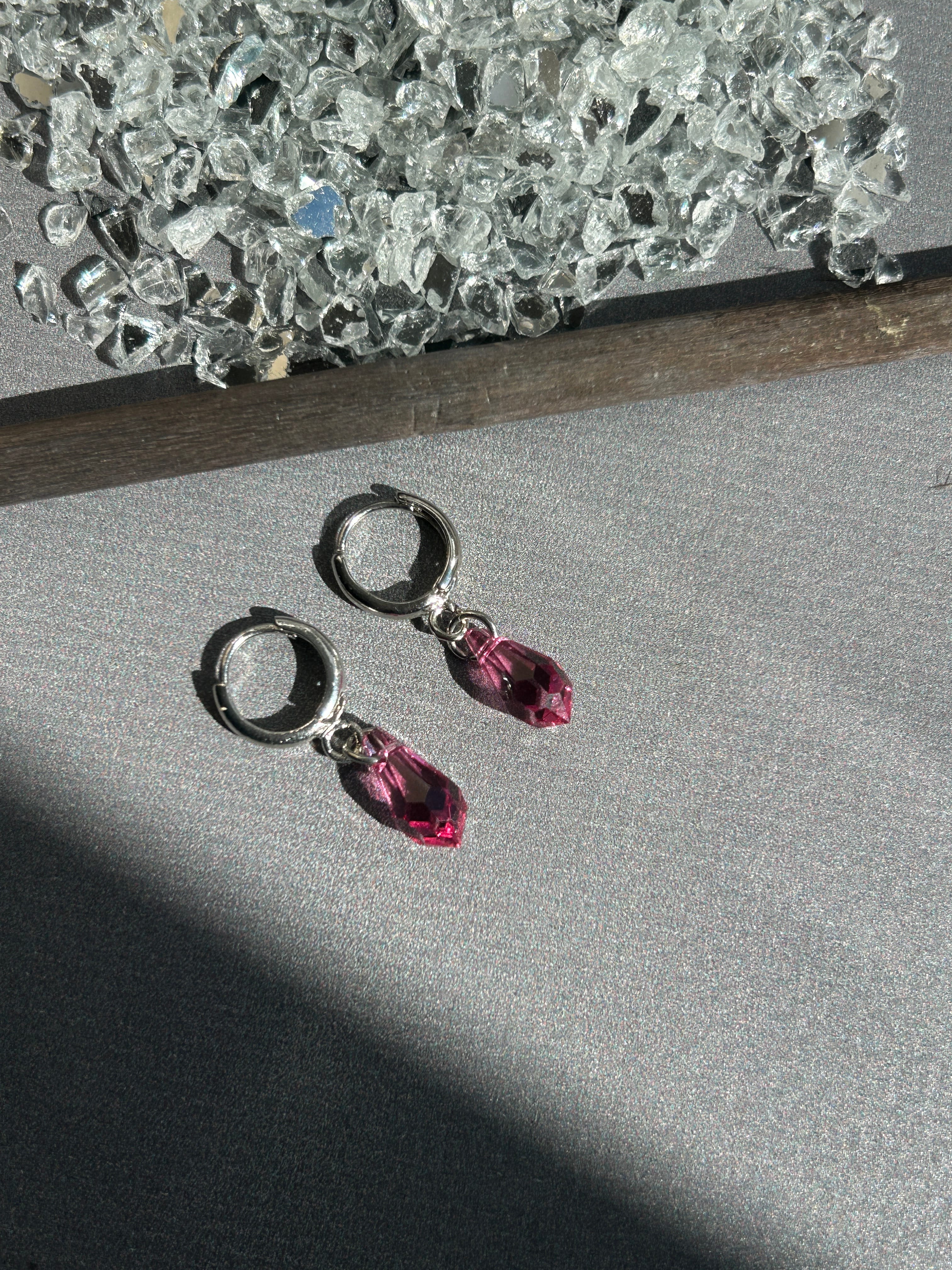 Mini Pembe Damla Küpe Çift
