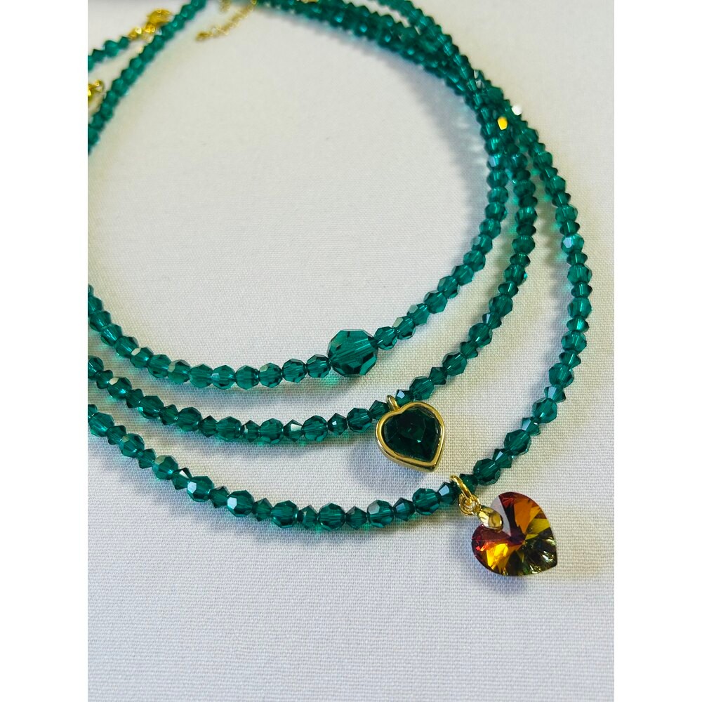 Swarovski Kristal Boncuk Emerald Kolye