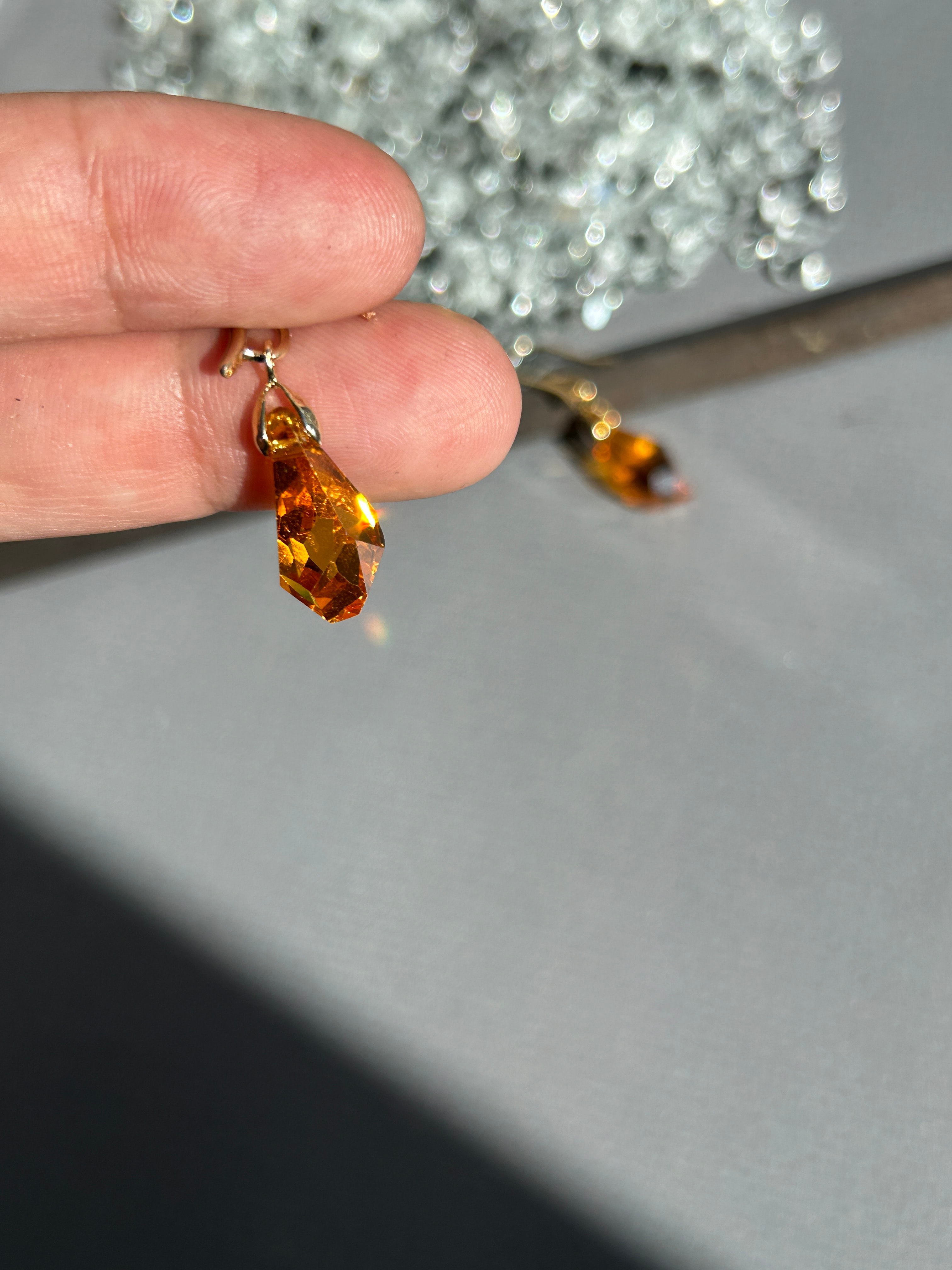 Orange Drop Swarovski Kristal Taş Küpe 