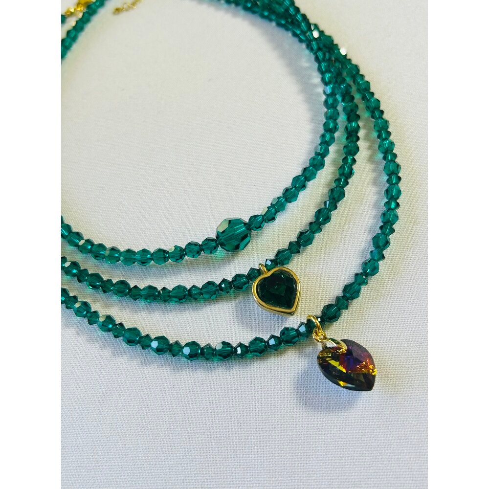 Swarovski Kristal Boncuk Emerald Kolye