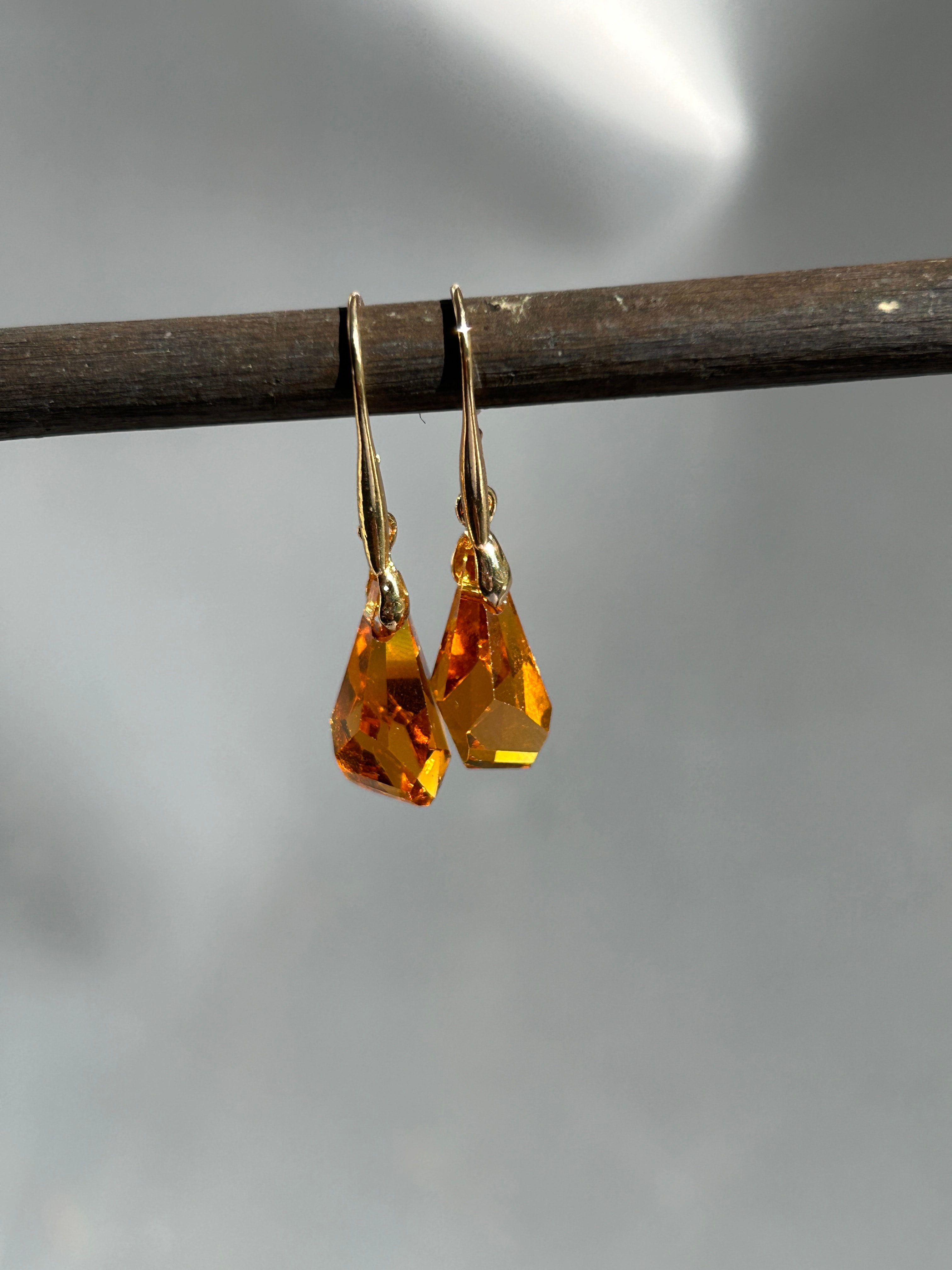 Orange Drop Swarovski Kristal Taş Küpe 