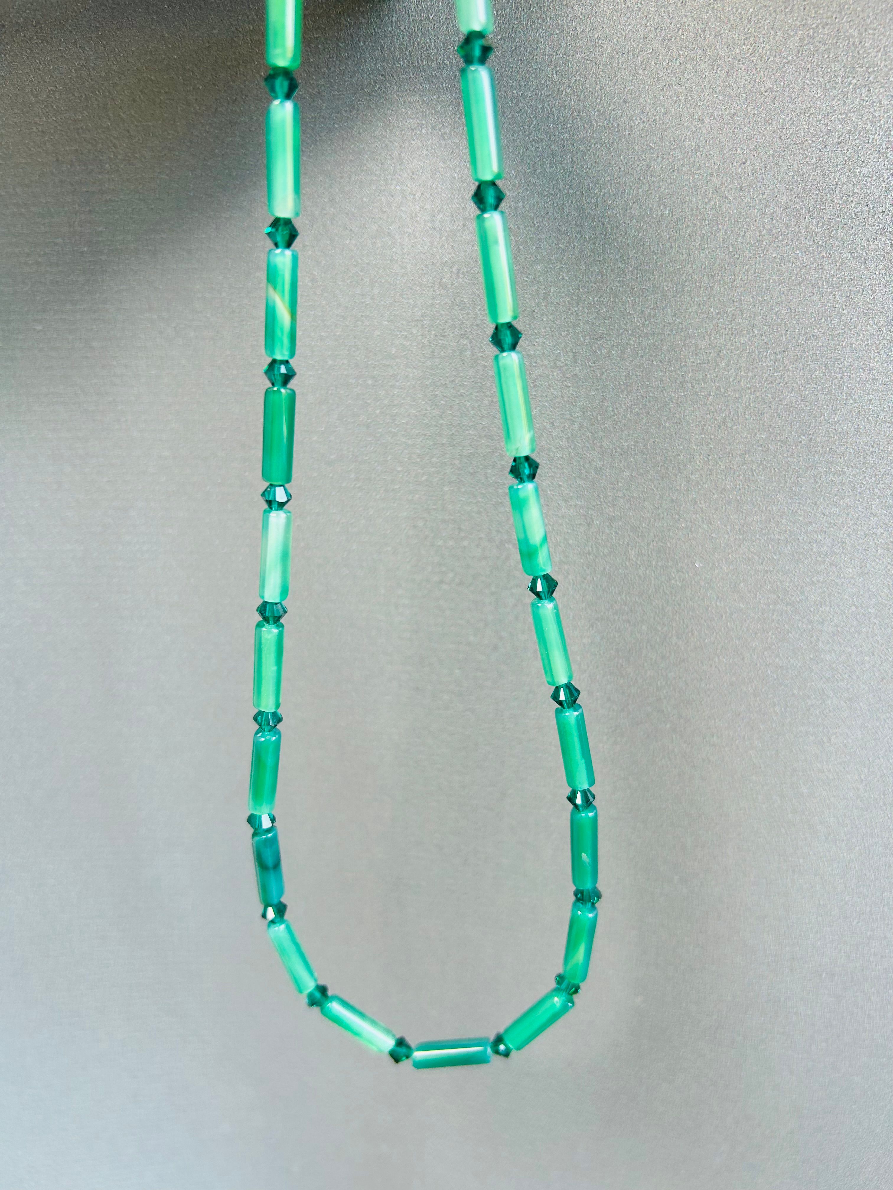 Akik & Swarovski Kristal Boncuk Kolye