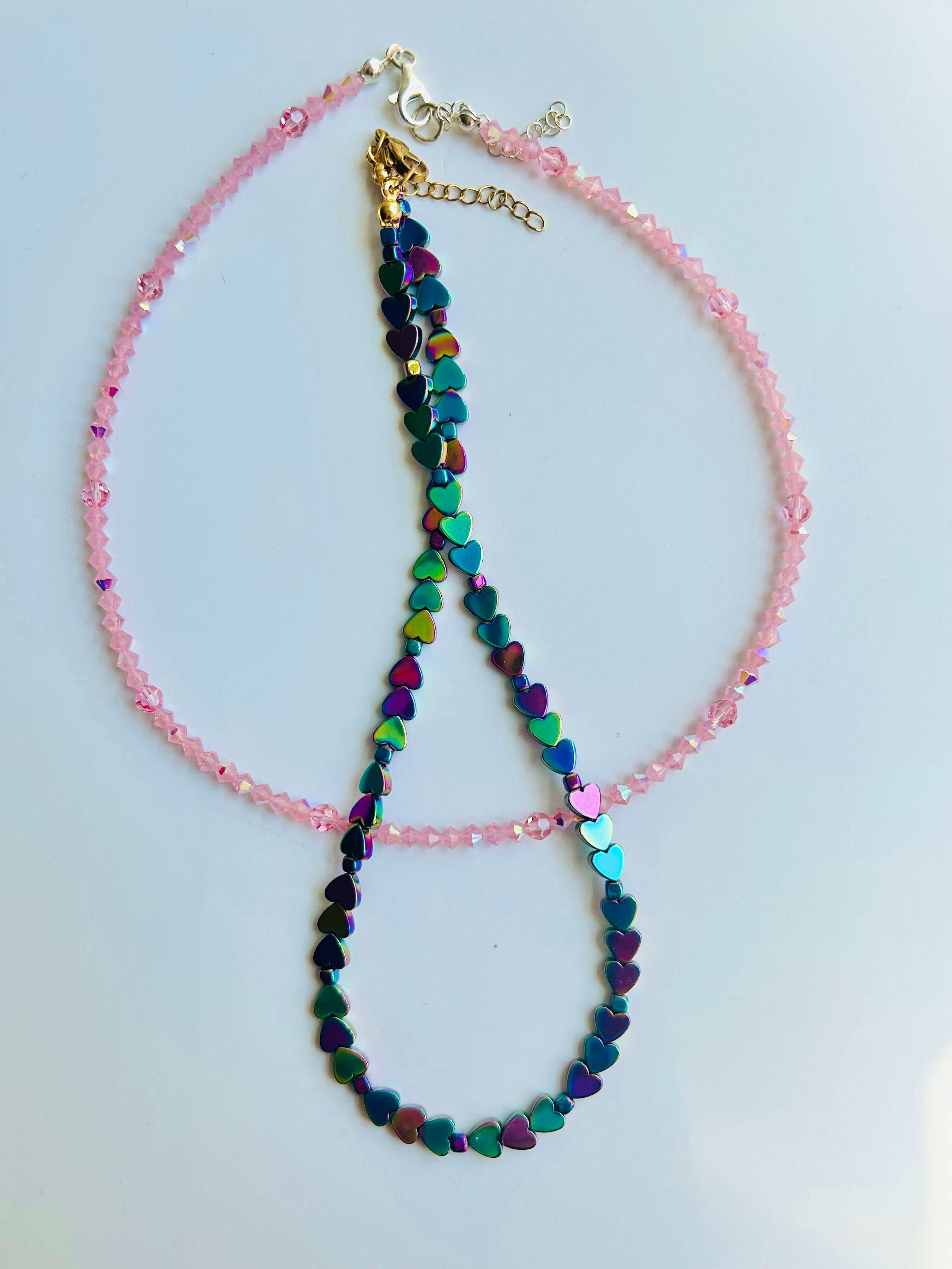Swarovski Kristal Boncuk Pinky Piramit Kolye