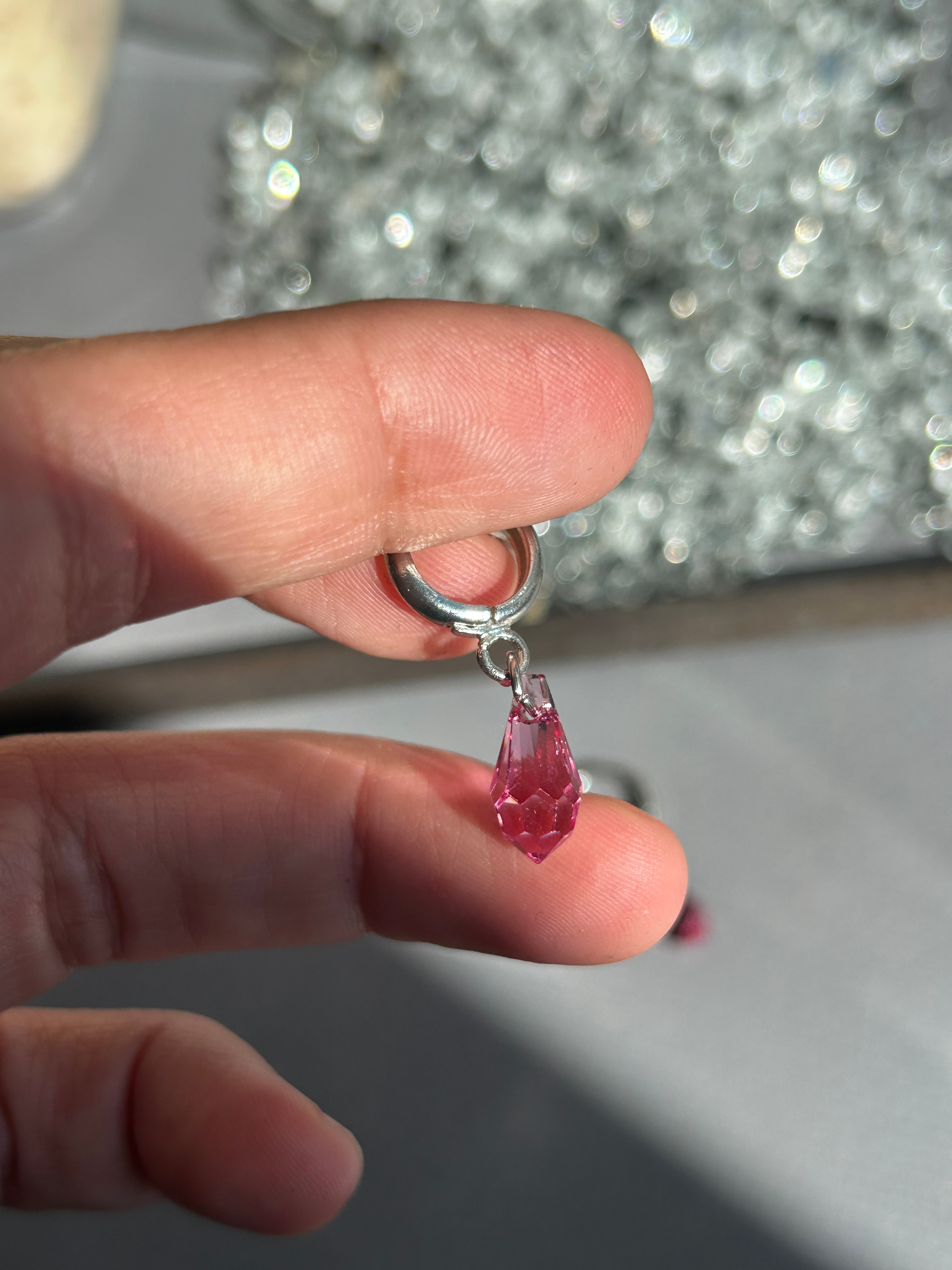 Mini Pembe Damla Küpe Çift