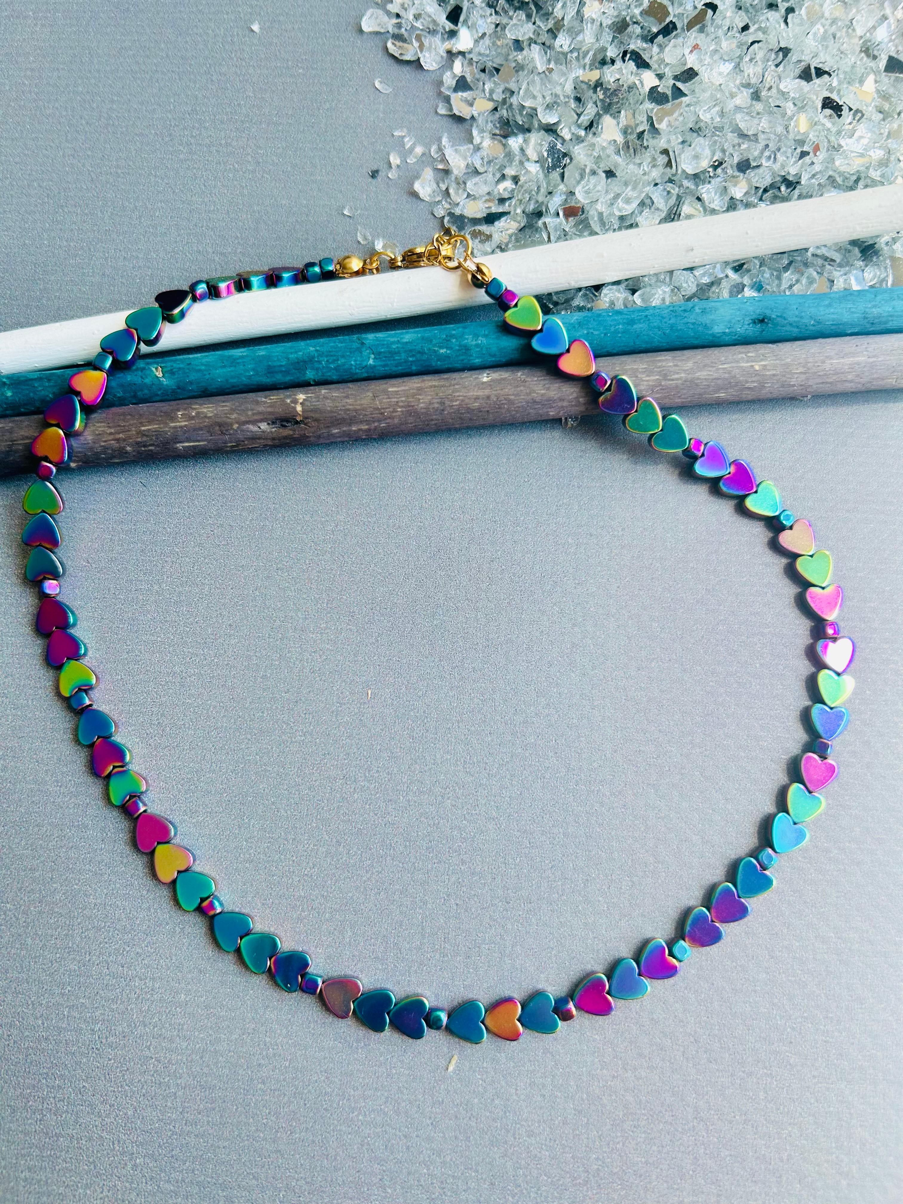 Rainbow Kalp Hematit Kolye